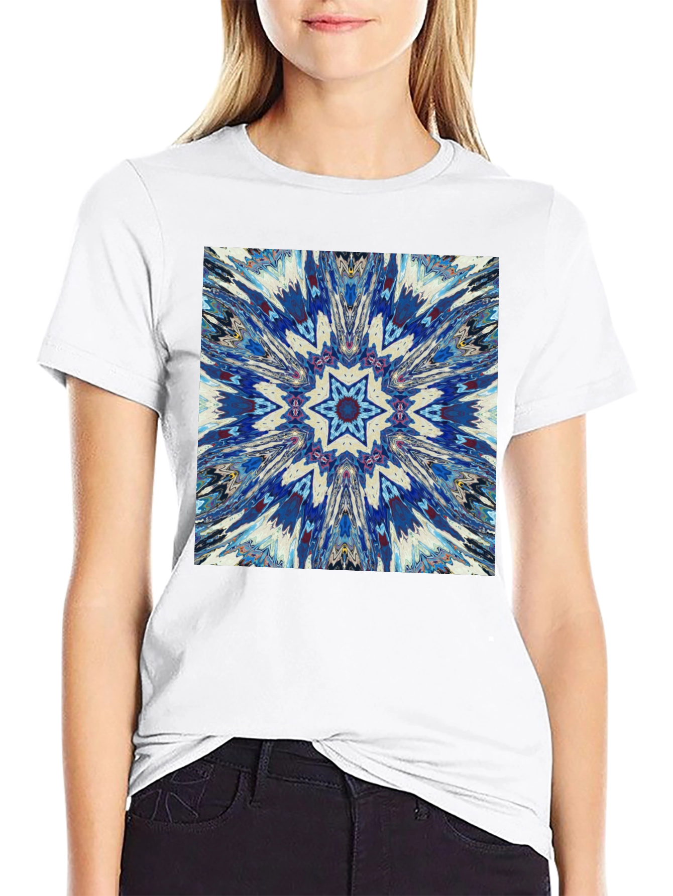 Black Kaleidoscope Starburst Graphic Tee - Unisex view 9