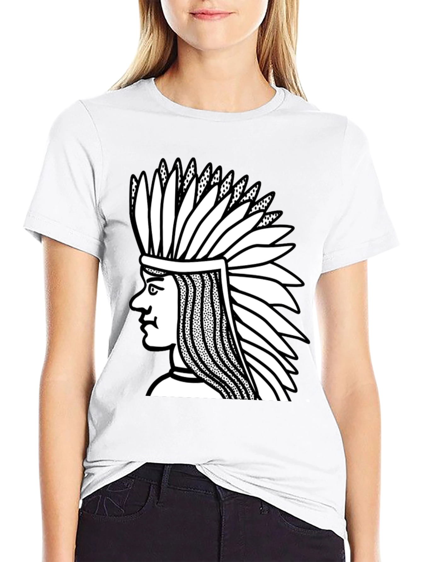 Black Native American Chief Graphic Black T-Shirt view 9