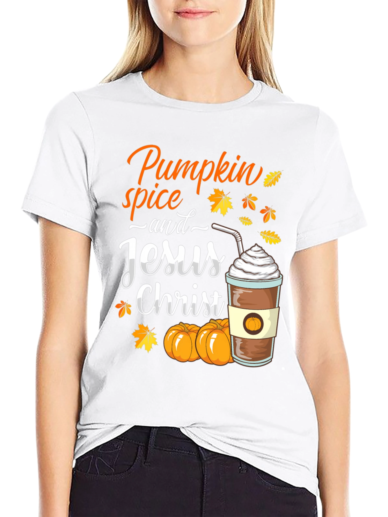 Black Pumpkin Spice and Jesus Christ T-Shirt view 9