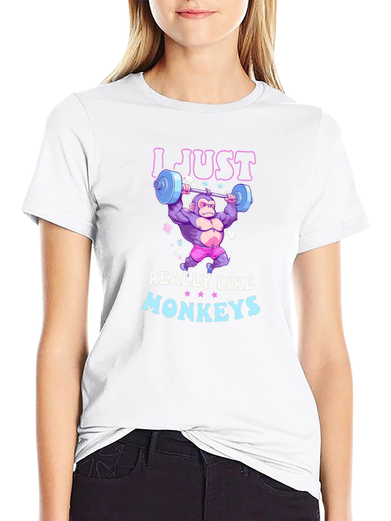 Black Funny Monkey Gym Workout T-Shirt view 9