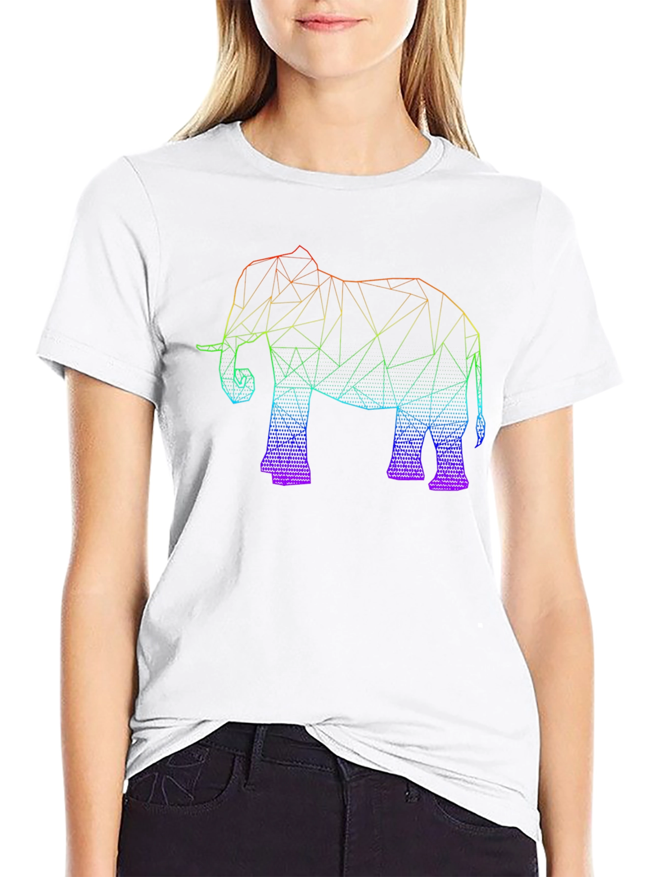 Black Geometric Elephant Graphic Tee - Black view 9