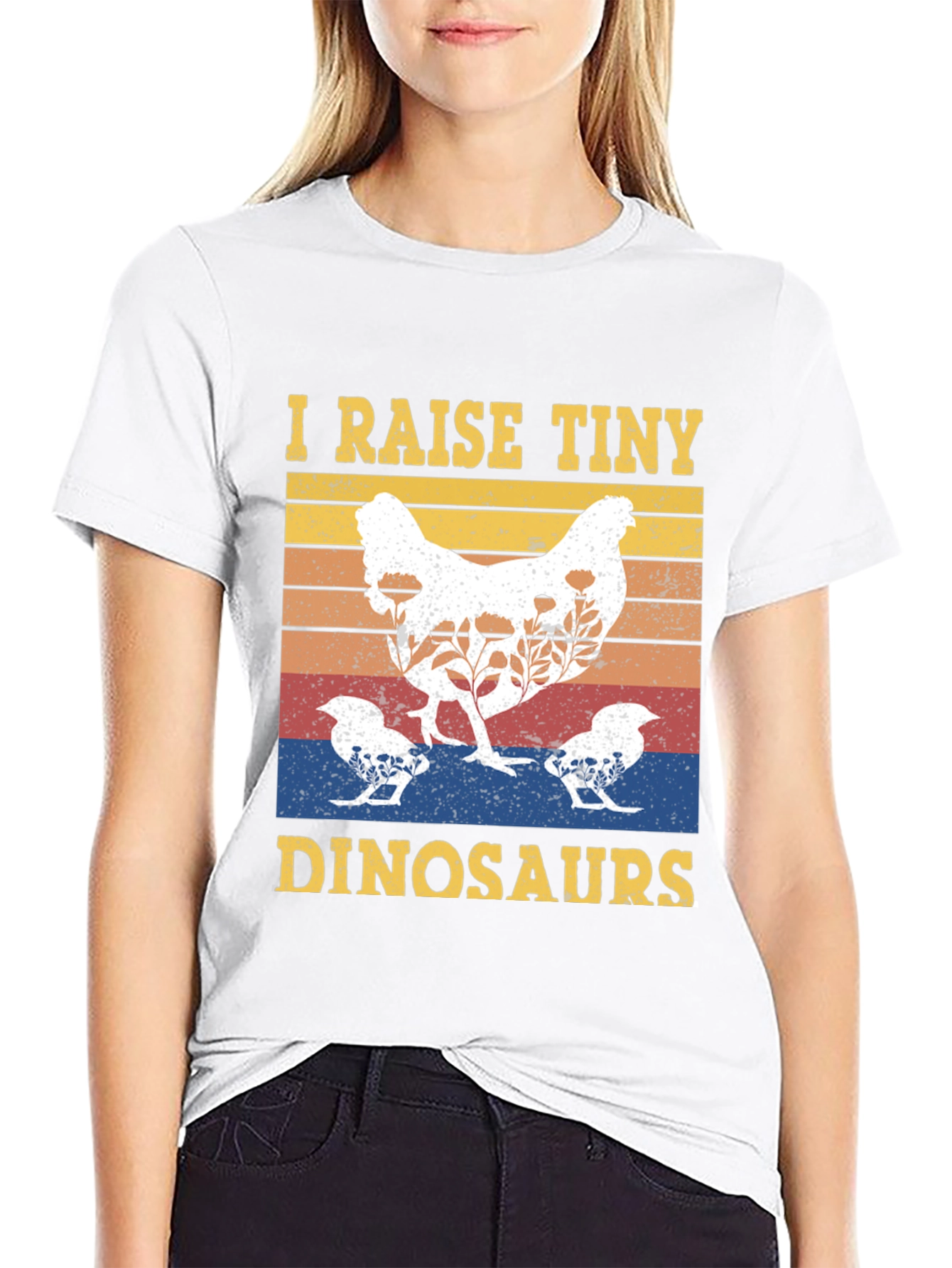 Black I Raise Tiny Dinosaurs Chicken T-Shirt view 9