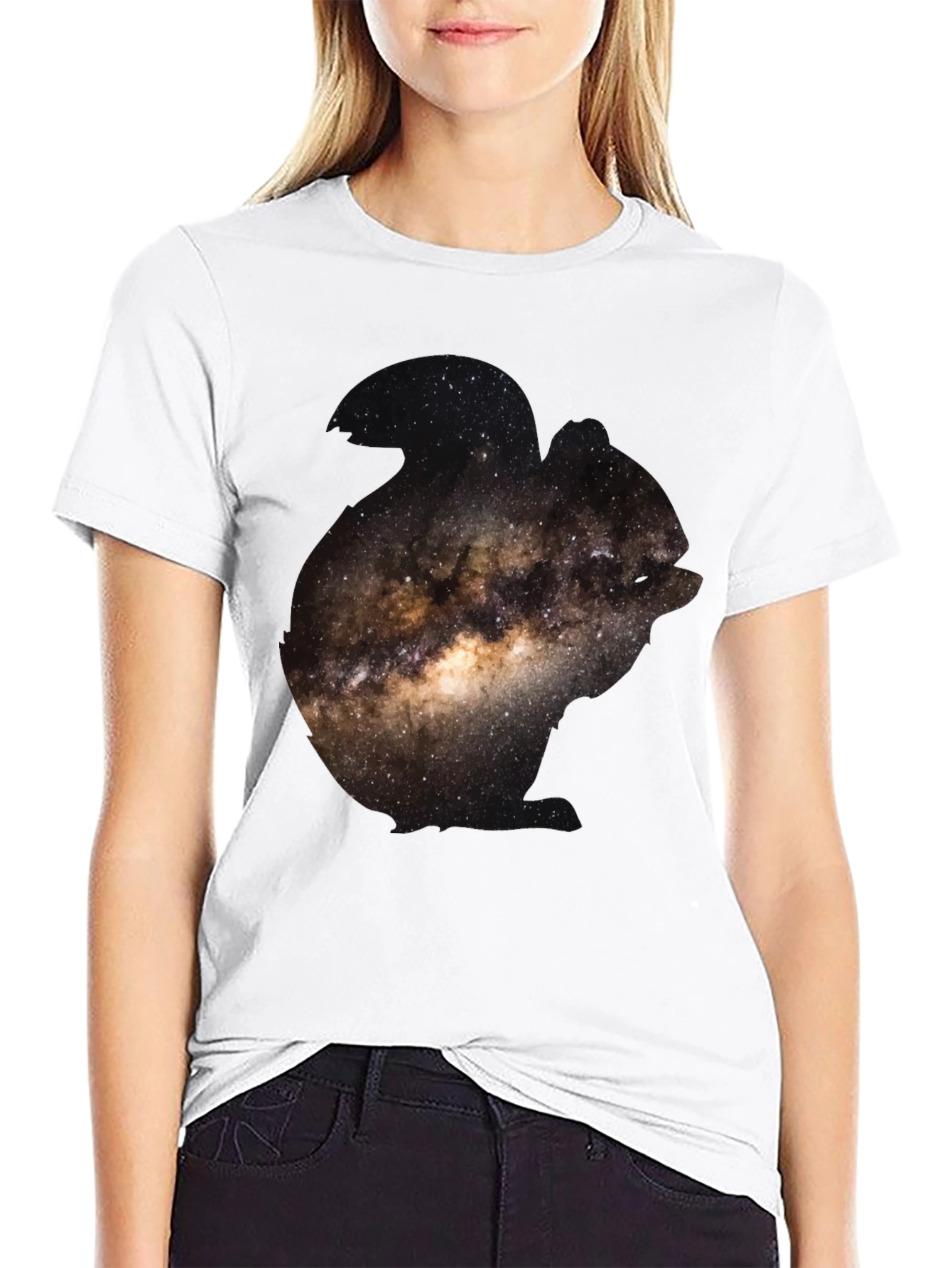 Black Galaxy Print Black T-Shirt for Men view 9
