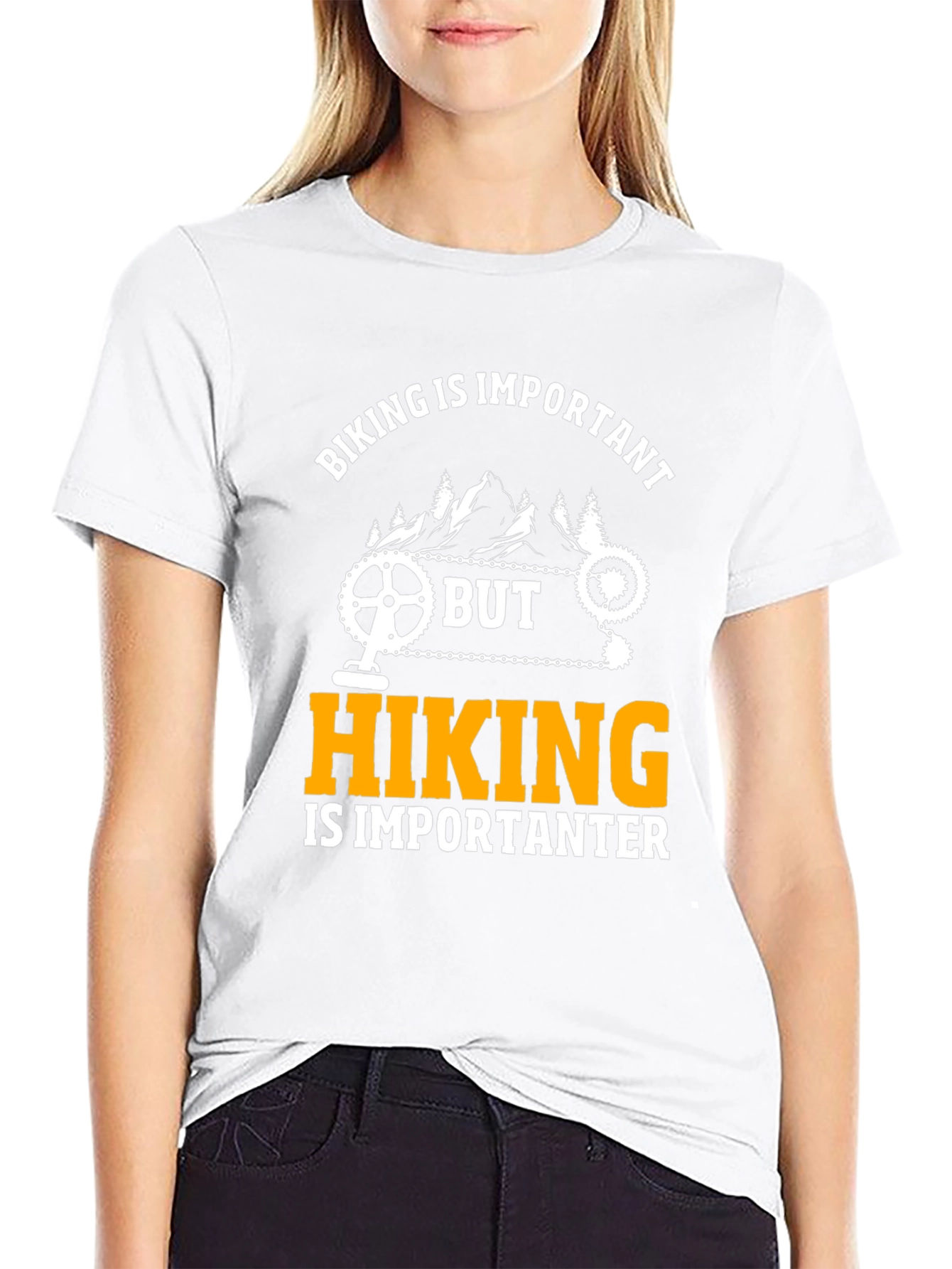 Black Funny Biking and Hiking Graphic T-Shirt view 9