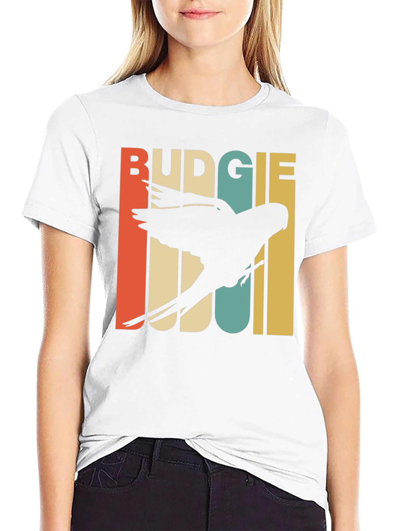 Black Retro Budgie T-Shirt view 9