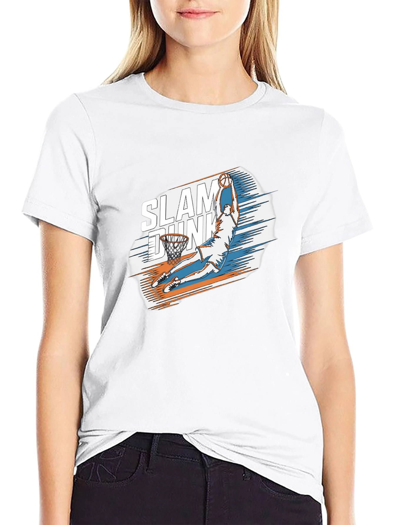 Black Slam Dunk Graphic Tee - Stylish Black Cotton T-Shirt view 9