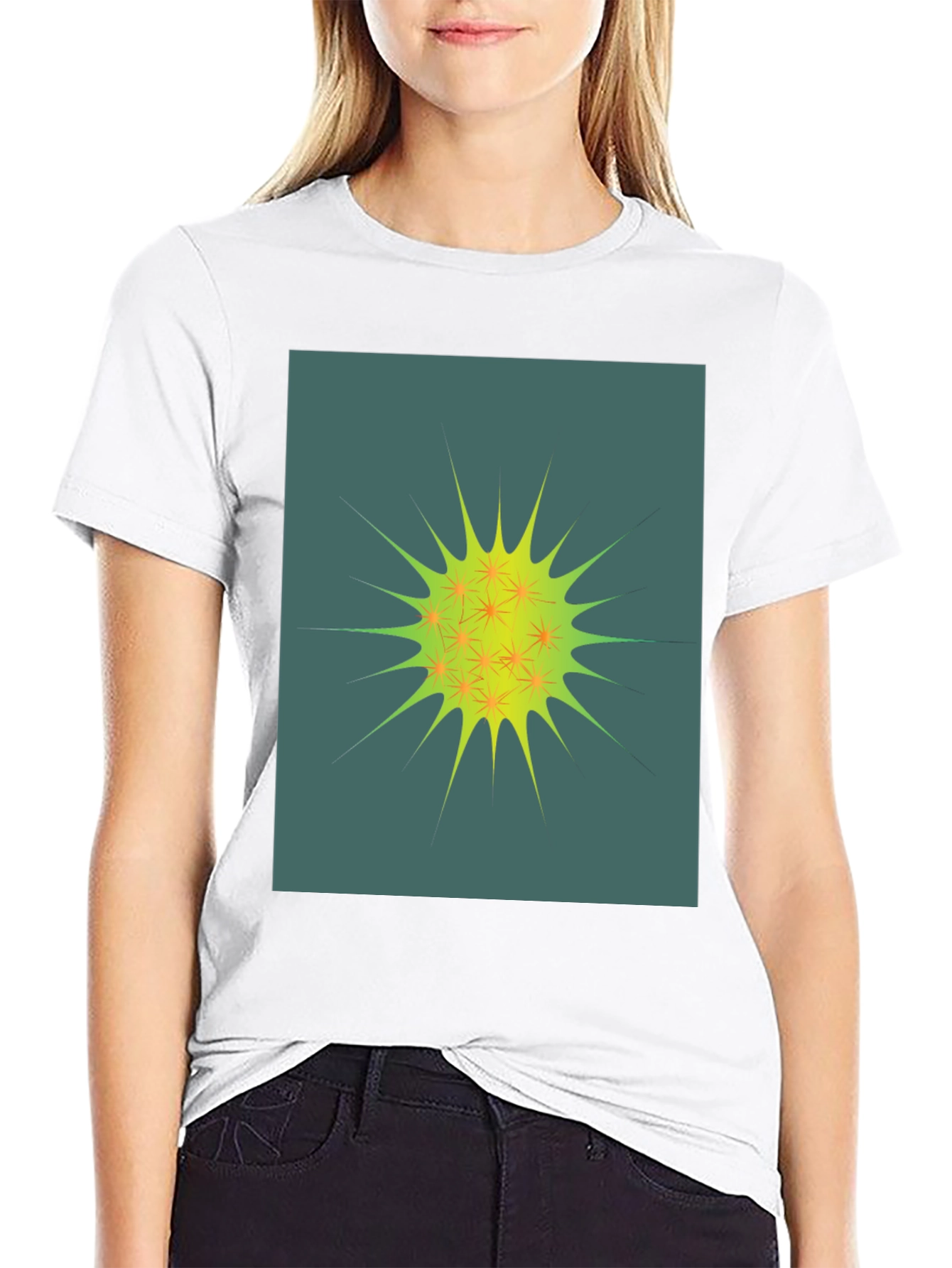 Black Abstract Spiky Graphic Tee - Unisex Black T-Shirt view 9