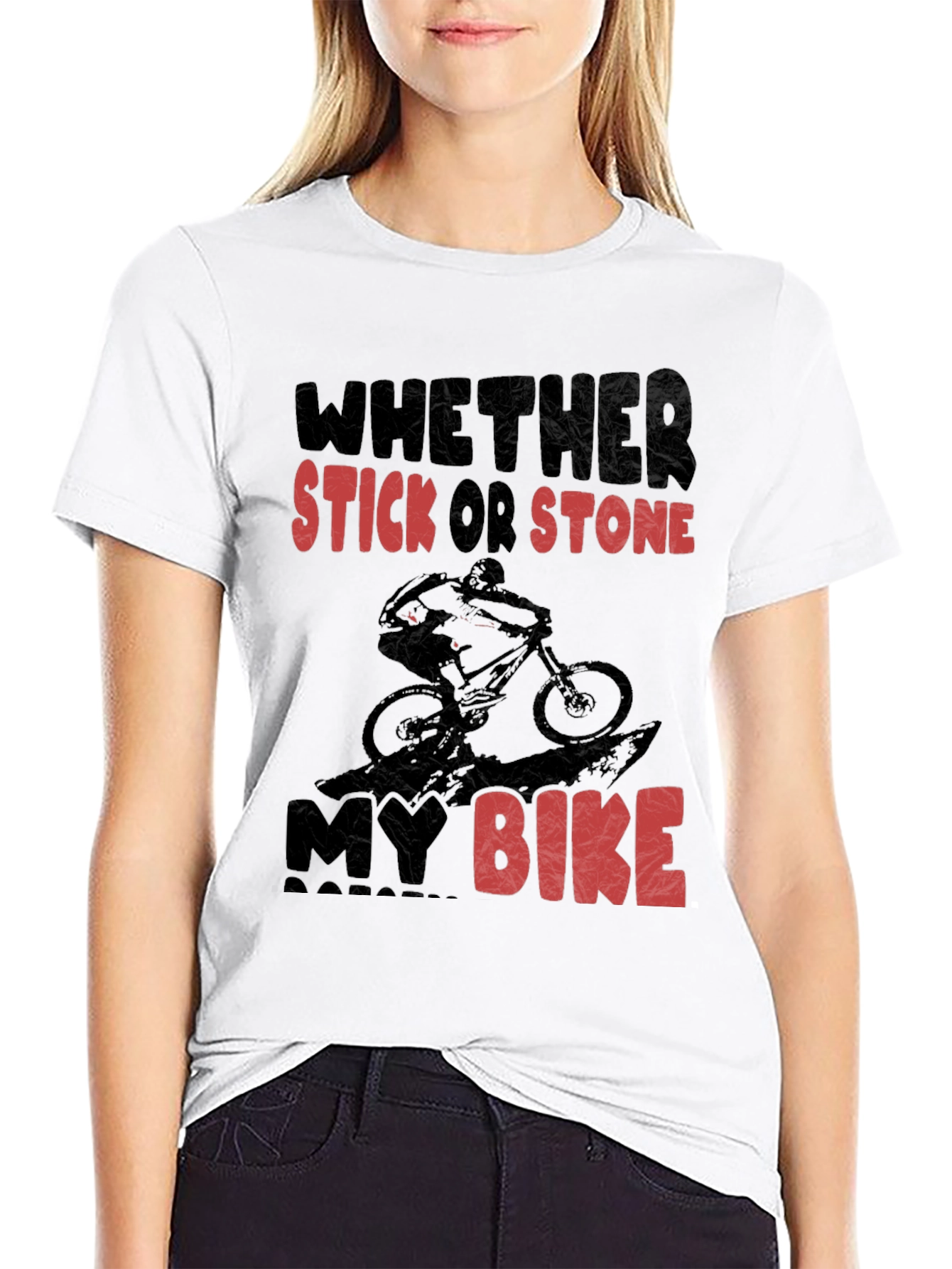 Black Mountain Biking T-Shirt - Whether Stick Or Stone My Bike view 9