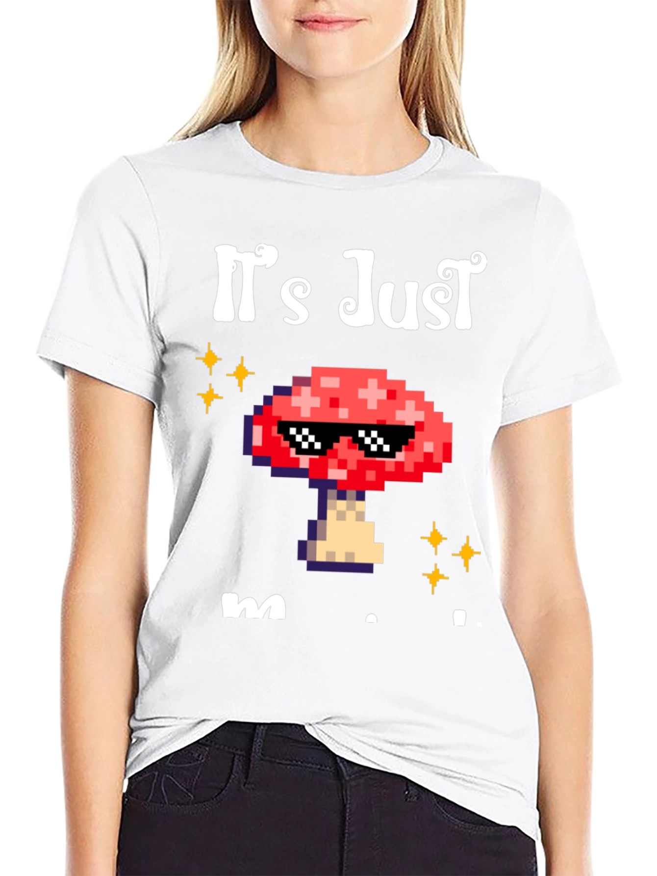 Black It's Just Mushroom T-Shirt view 9