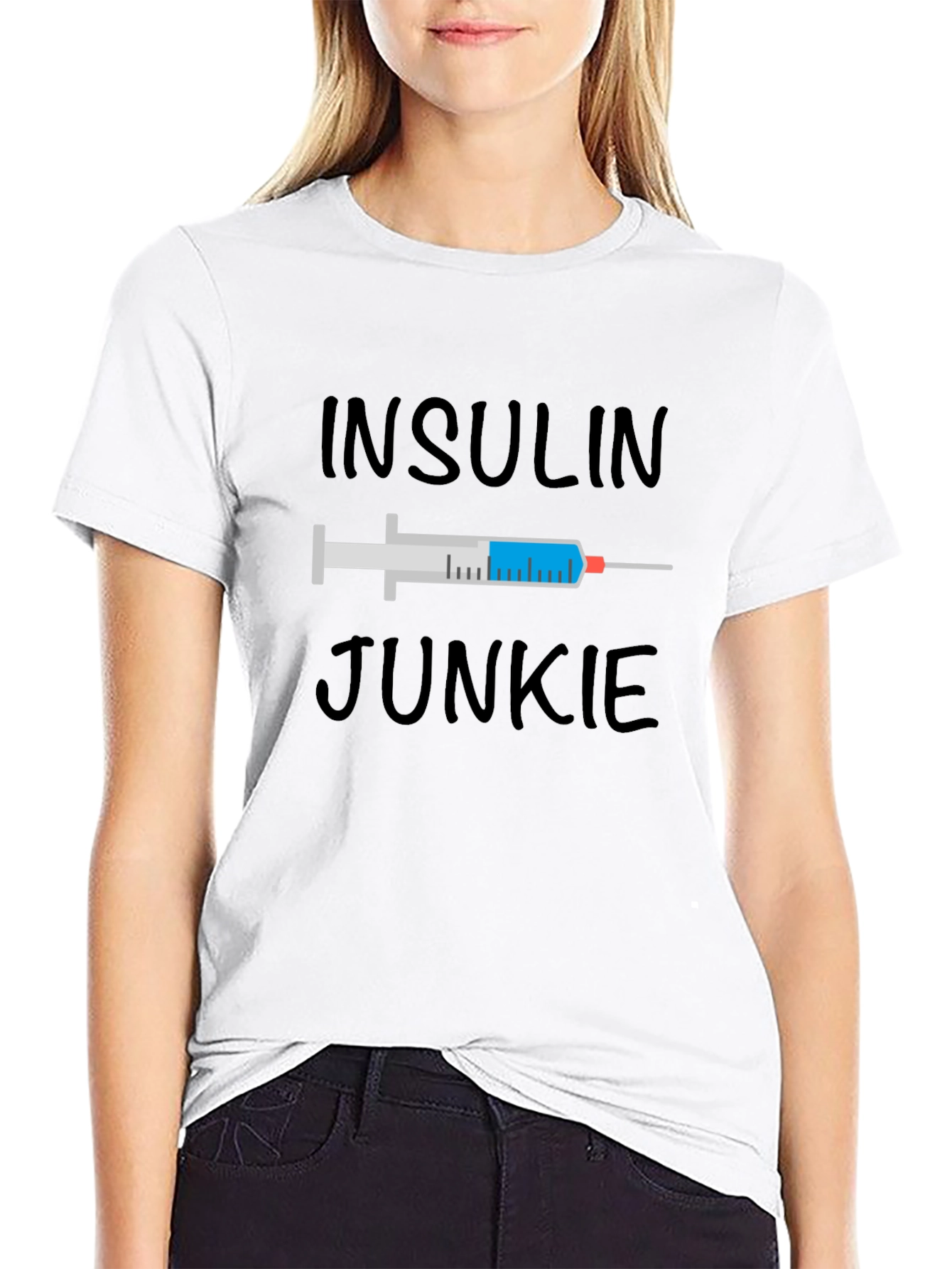 Black Insulin Junkie Graphic Tee - Black view 9