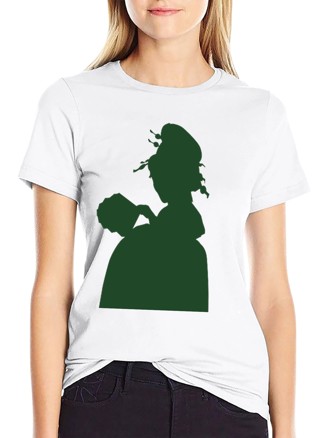 Black Silhouette Graphic Tee - Elegant Lady Design view 9