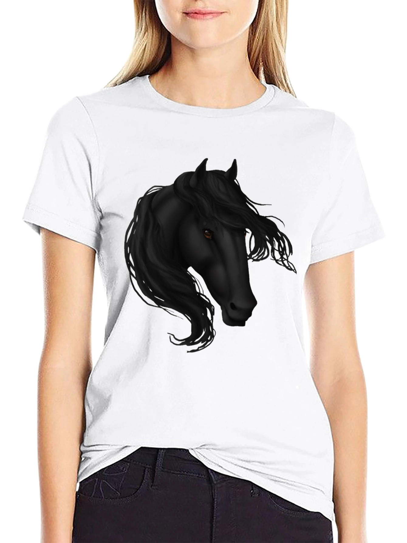 Black Black Horse Graphic Tee - Stylish Men's Casual Wear view 9