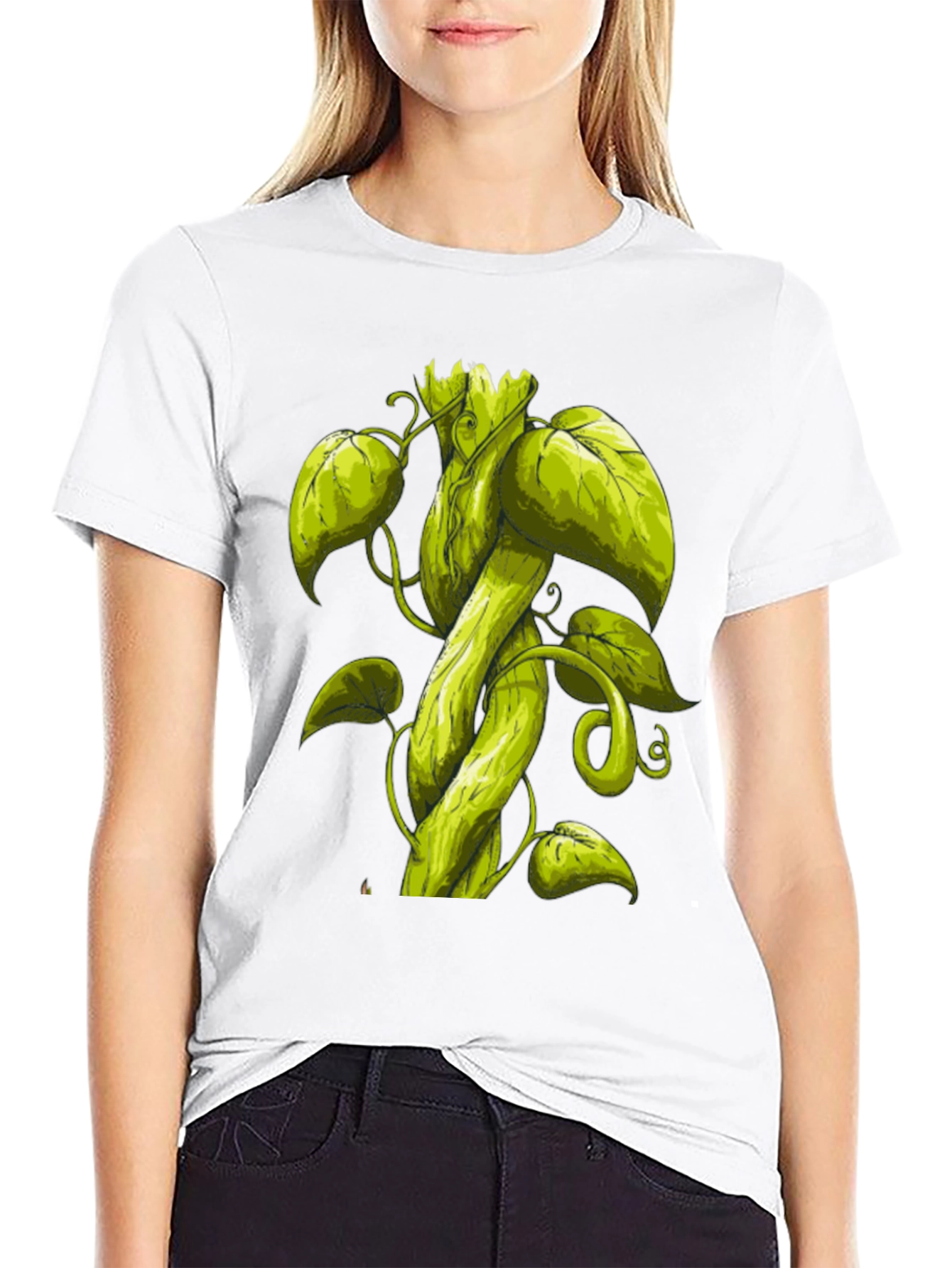 Black Beanstalk Graphic T-Shirt - Black Cotton Tee view 9