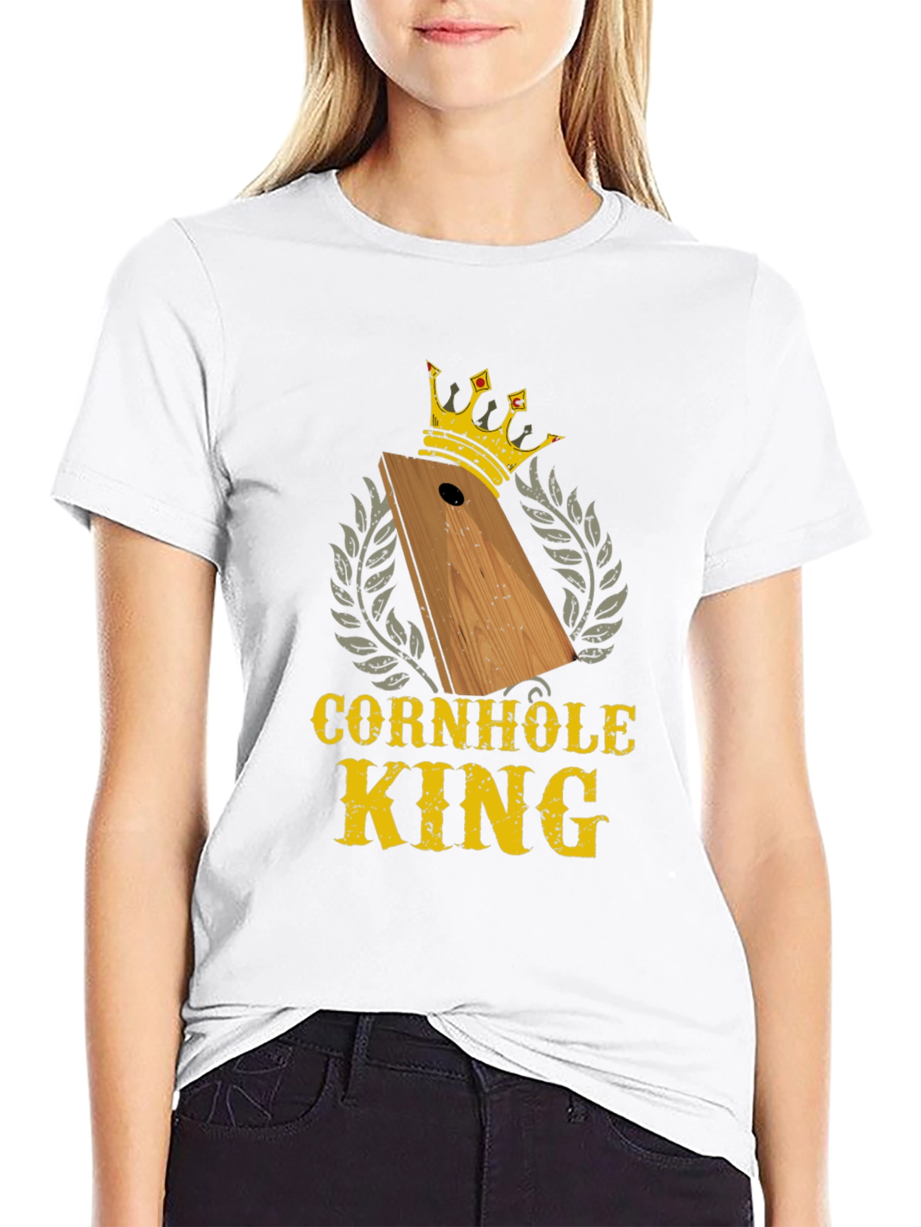 Black Cornhole King T-Shirt - Funny Game Tournament Tee view 9