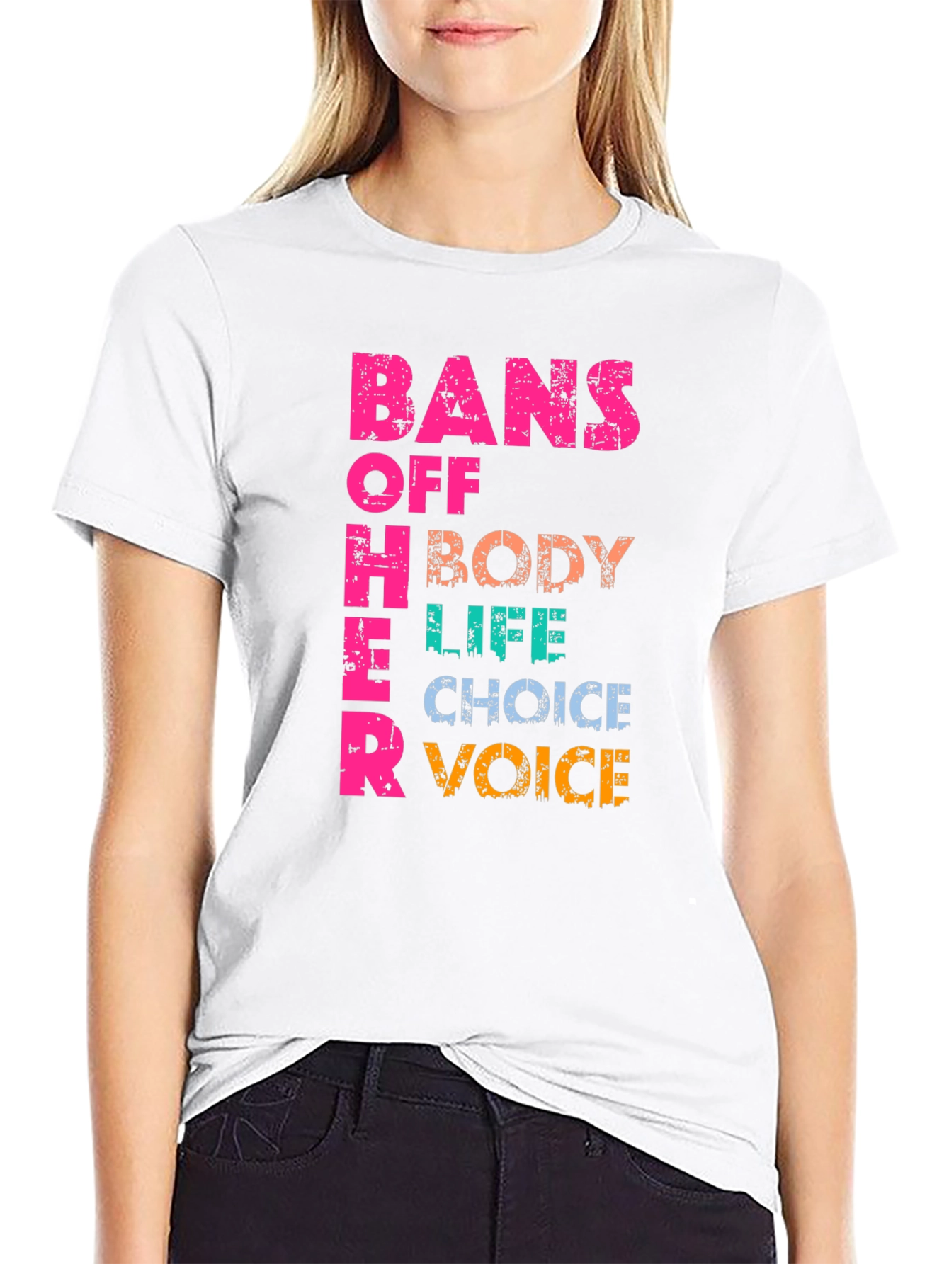 Black Bans Off Her Body Pro Choice T-Shirt view 9