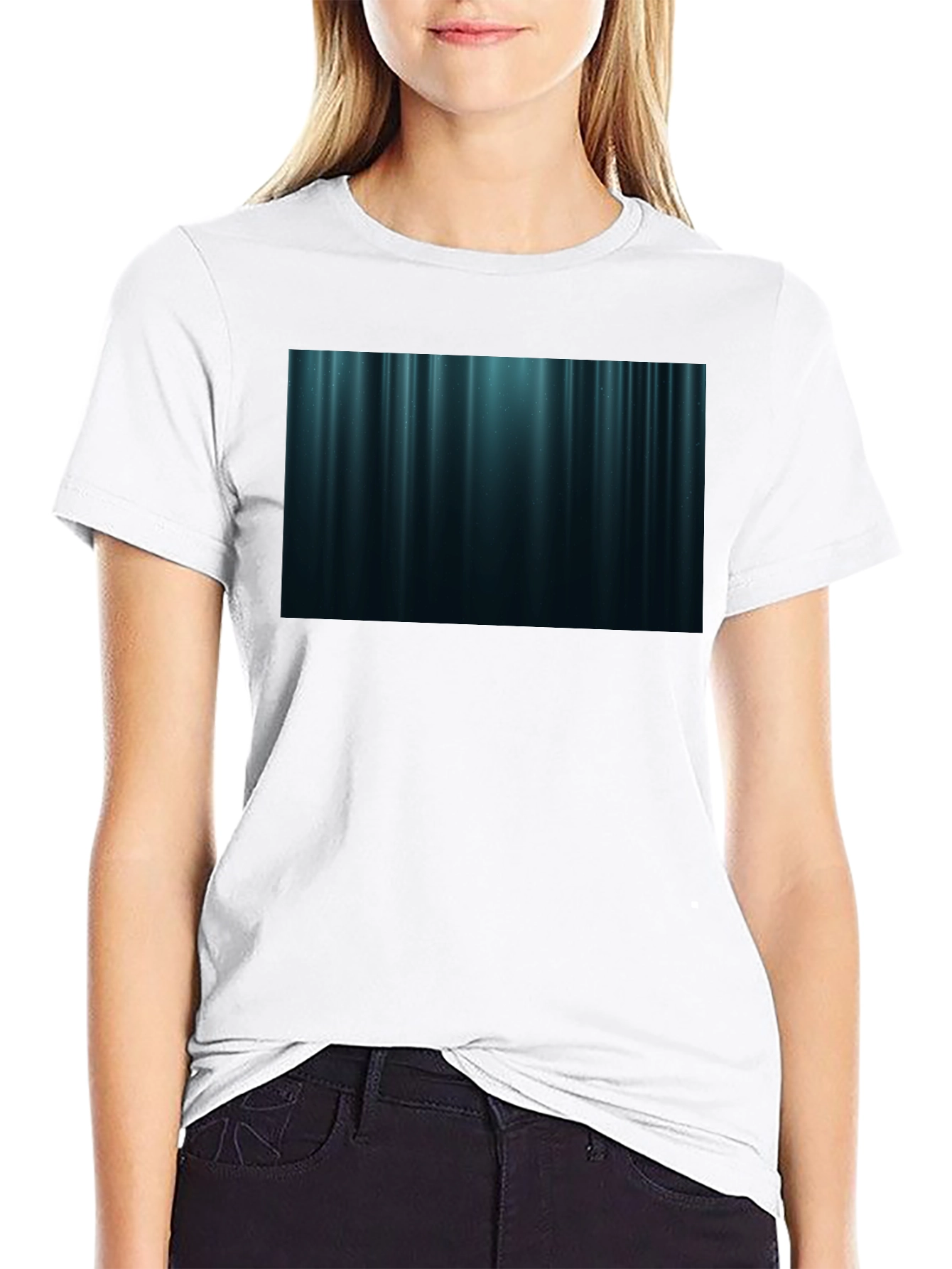 Black Abstract Vertical Stripe T-Shirt - Black view 9