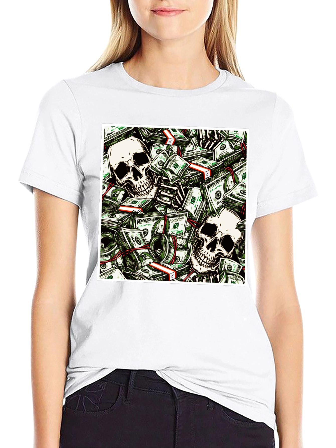 Black Skull Money Graphic Tee - Unisex view 9