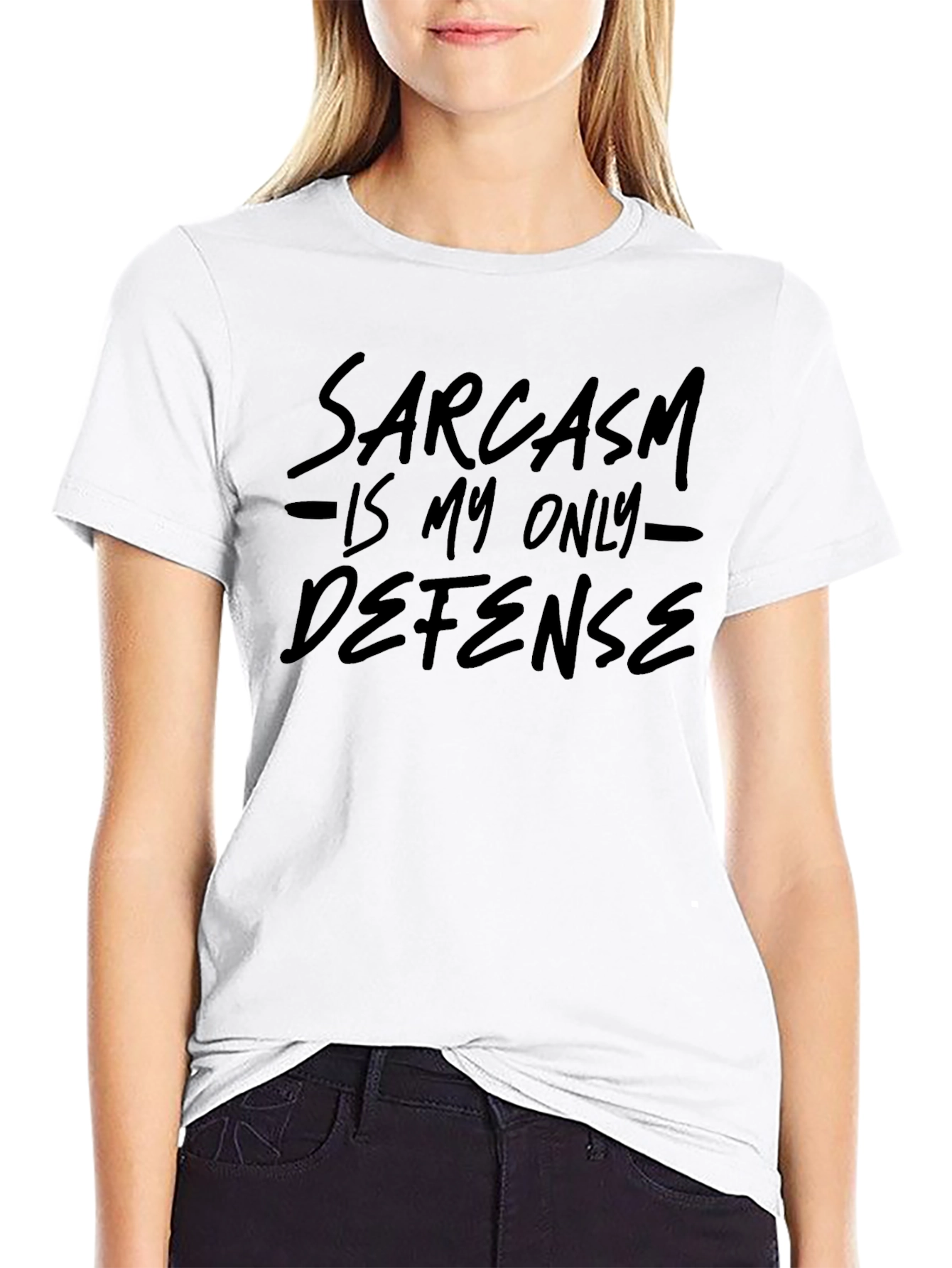 Black Sarcasm Is My Only Defense Funny Graphic Tee view 9