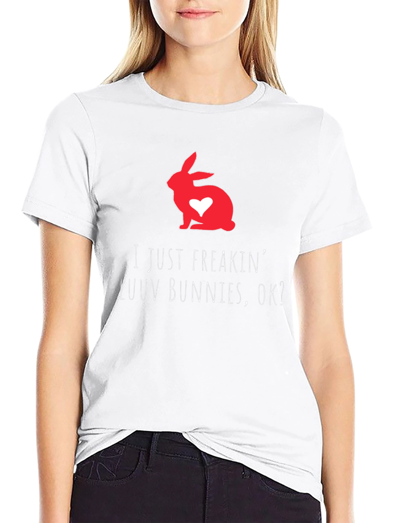 Black I Just Freakin' Luv Bunnies OK T-Shirt view 9