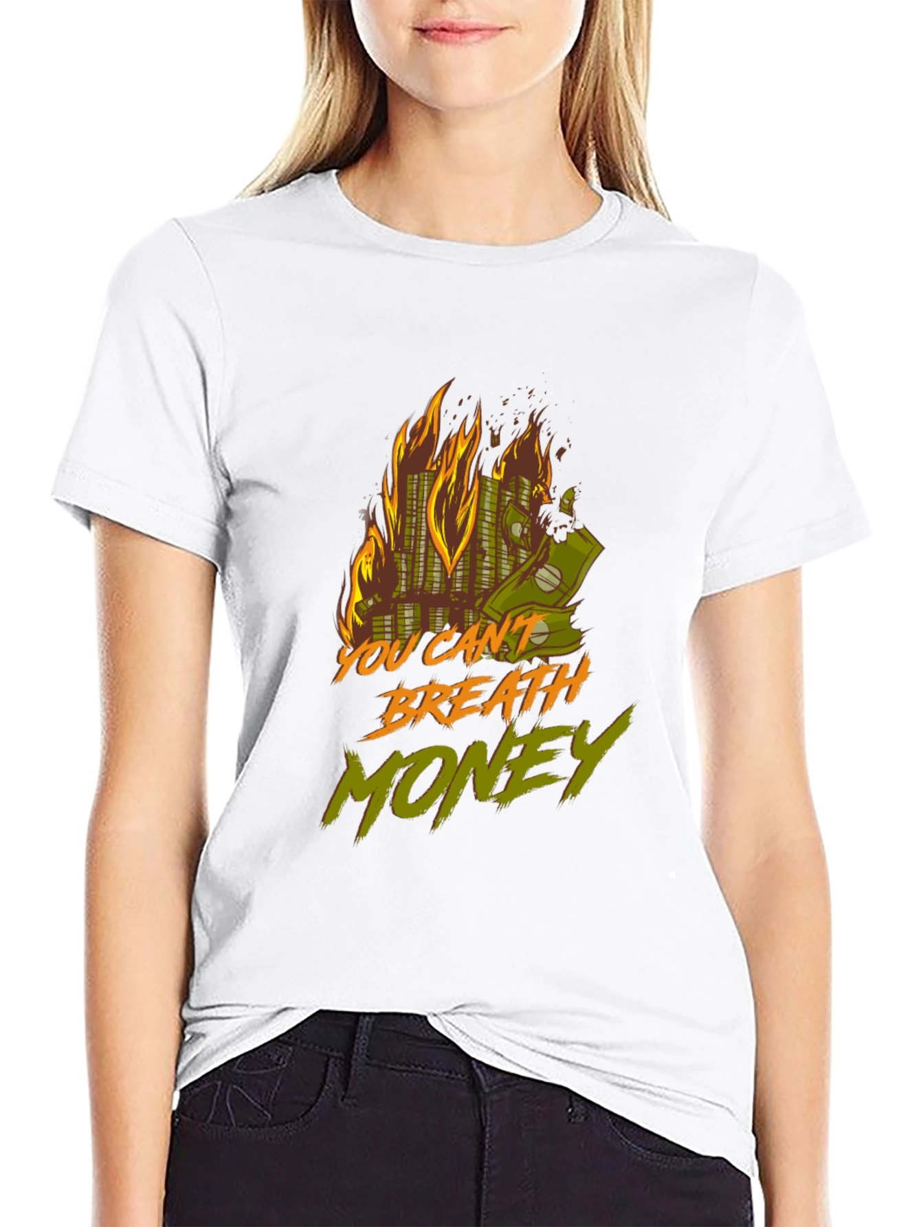 Black Burning Money Graphic Tee view 9