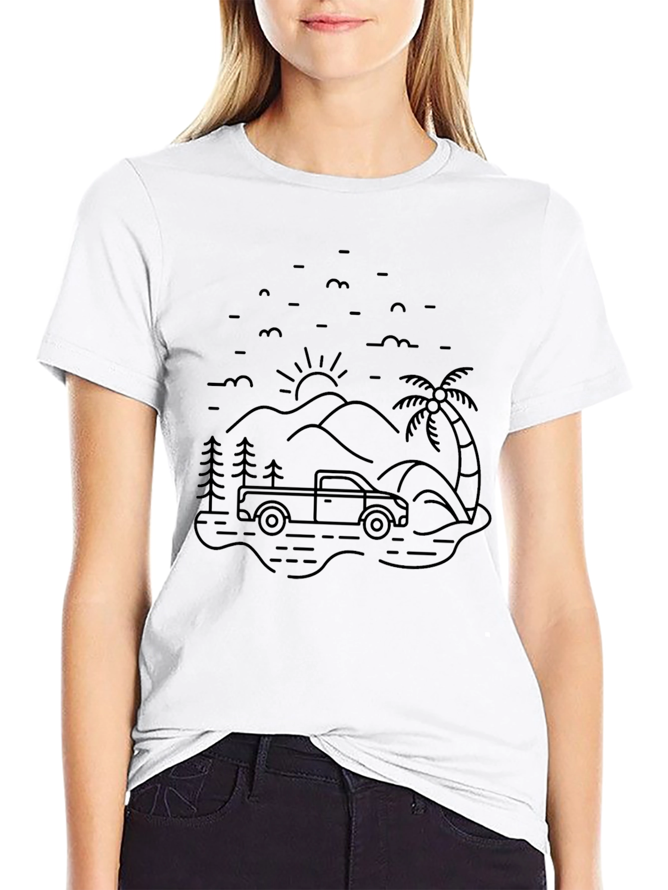 Black Truck Adventure Graphic Tee - Black Cotton Blend view 9