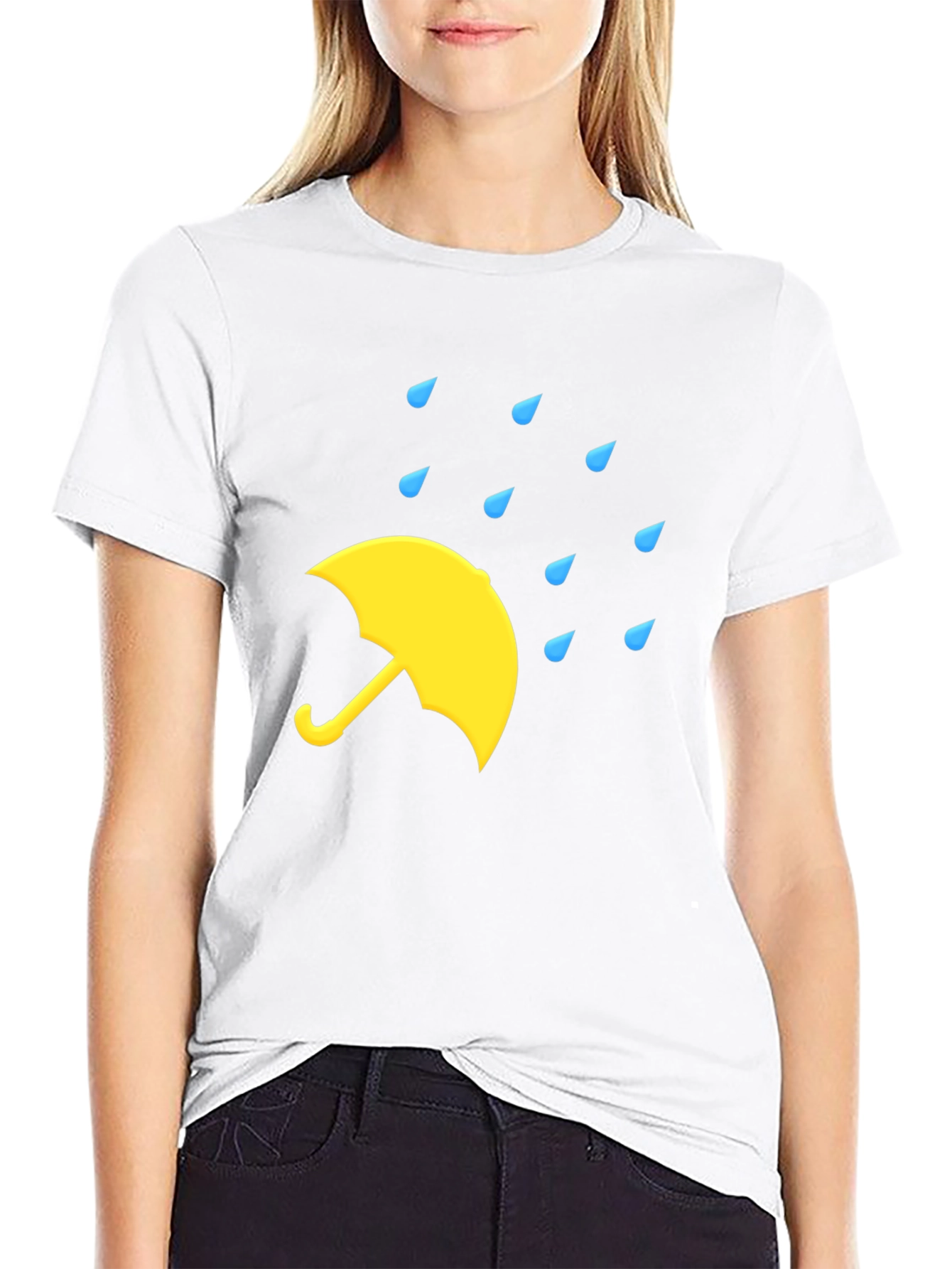 Black Rainy Day Umbrella Black T-Shirt view 9