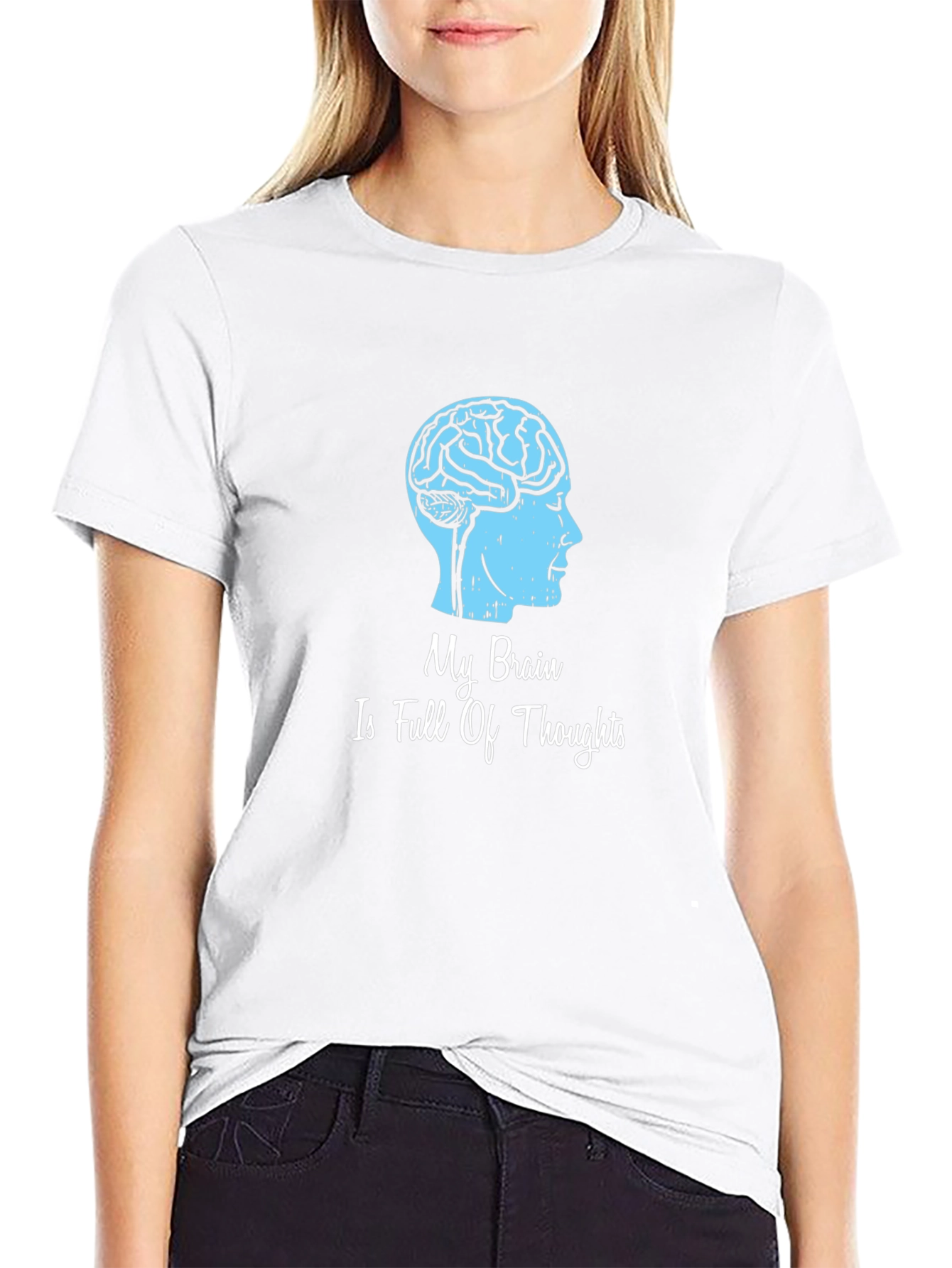 Black Brain Thoughts Graphic T-Shirt - Unique Design view 9