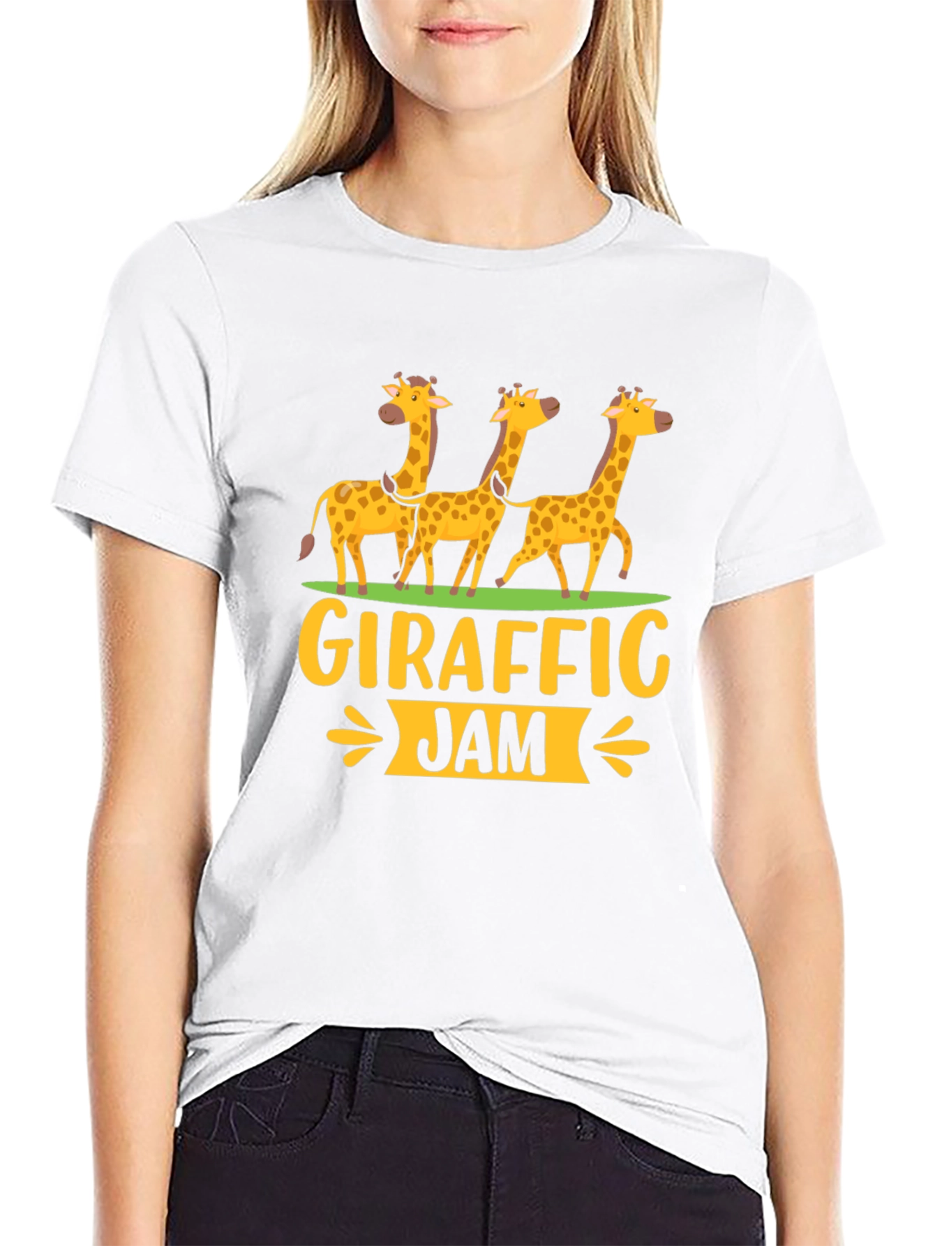 Black Giraffe Jam T-Shirt, Fun Giraffe Graphic Tee view 9