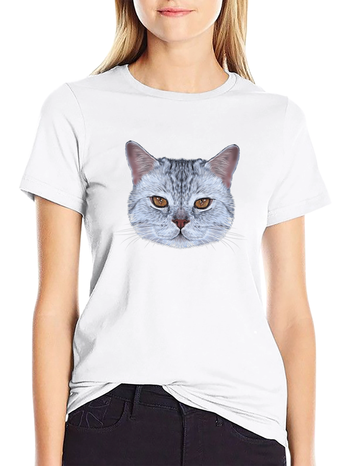 Black Cat Face Graphic Tee - Unique Design view 9