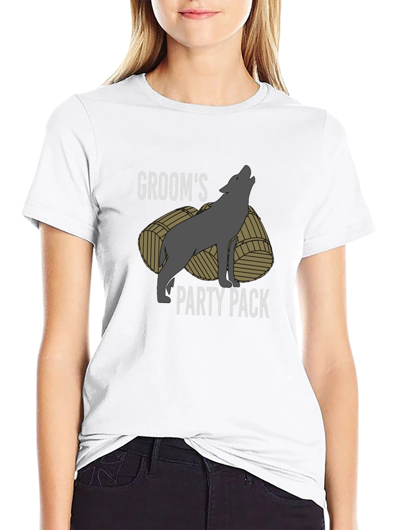 Black Groom's Party Pack T-Shirt - Wolf Design view 9