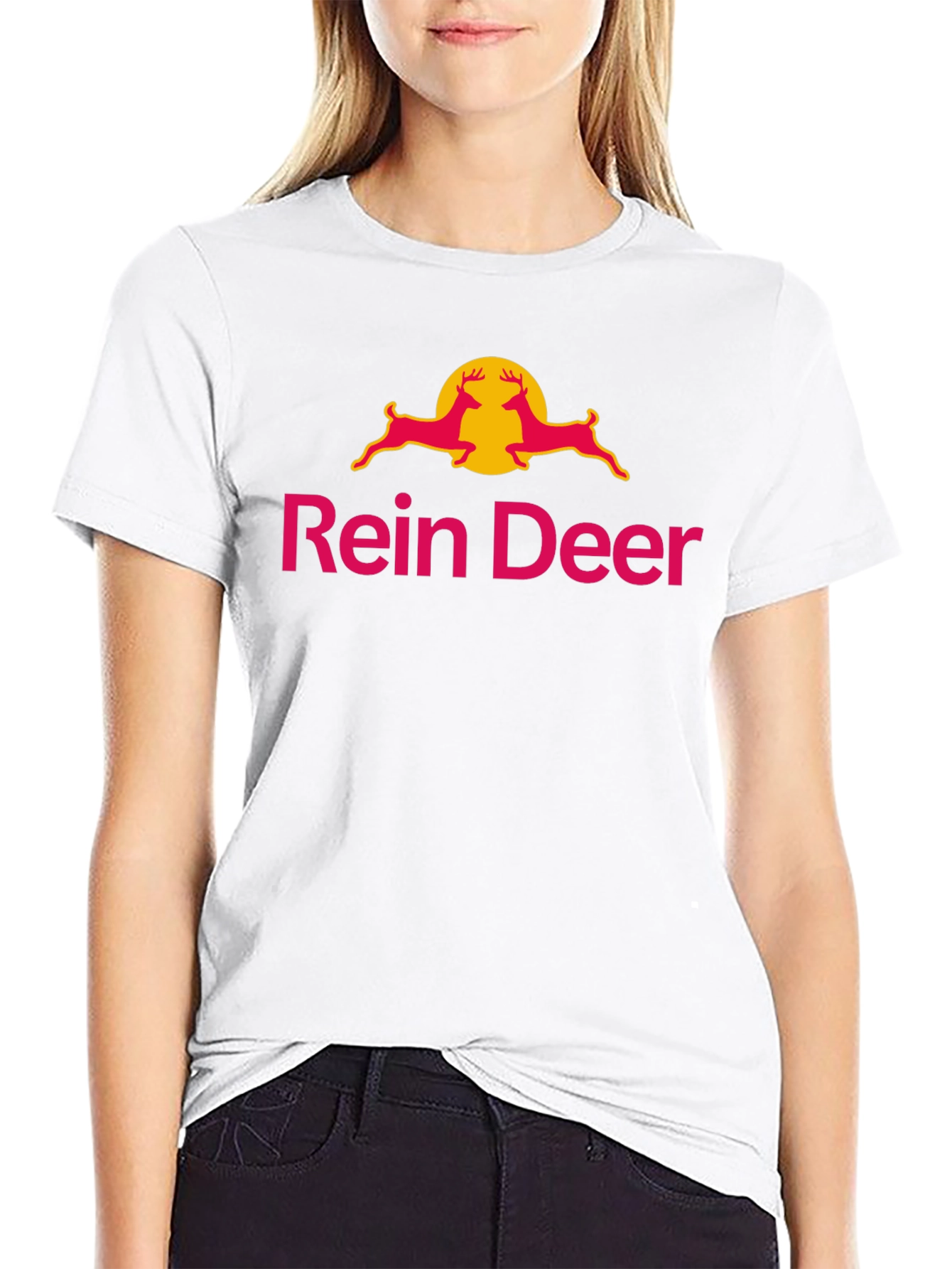 Black Rein Deer Funny T-Shirt - Novelty Graphic Tee view 9