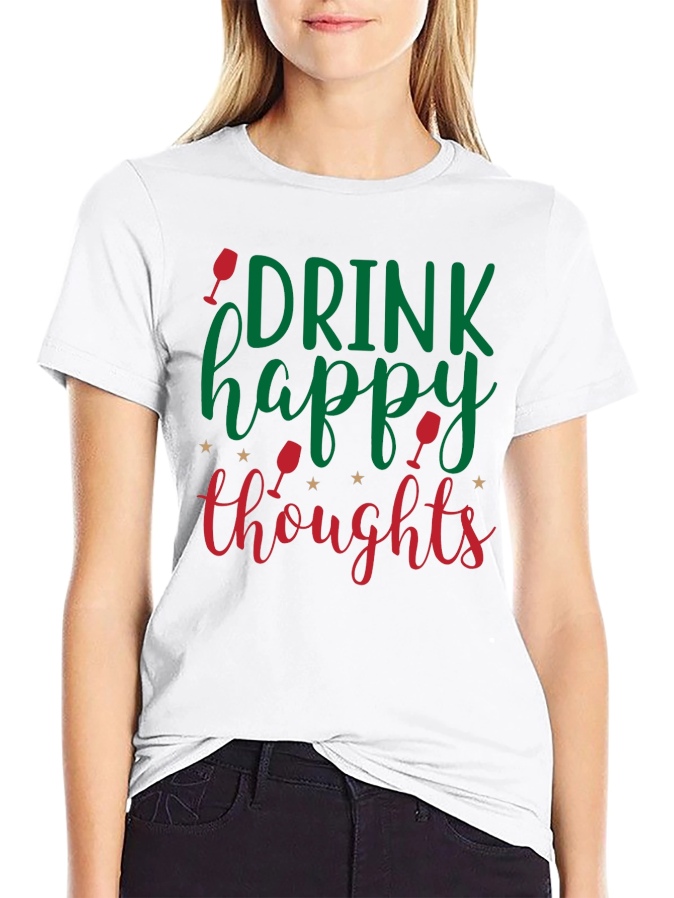 Black Drink Happy Thoughts Graphic Tee - Black view 9