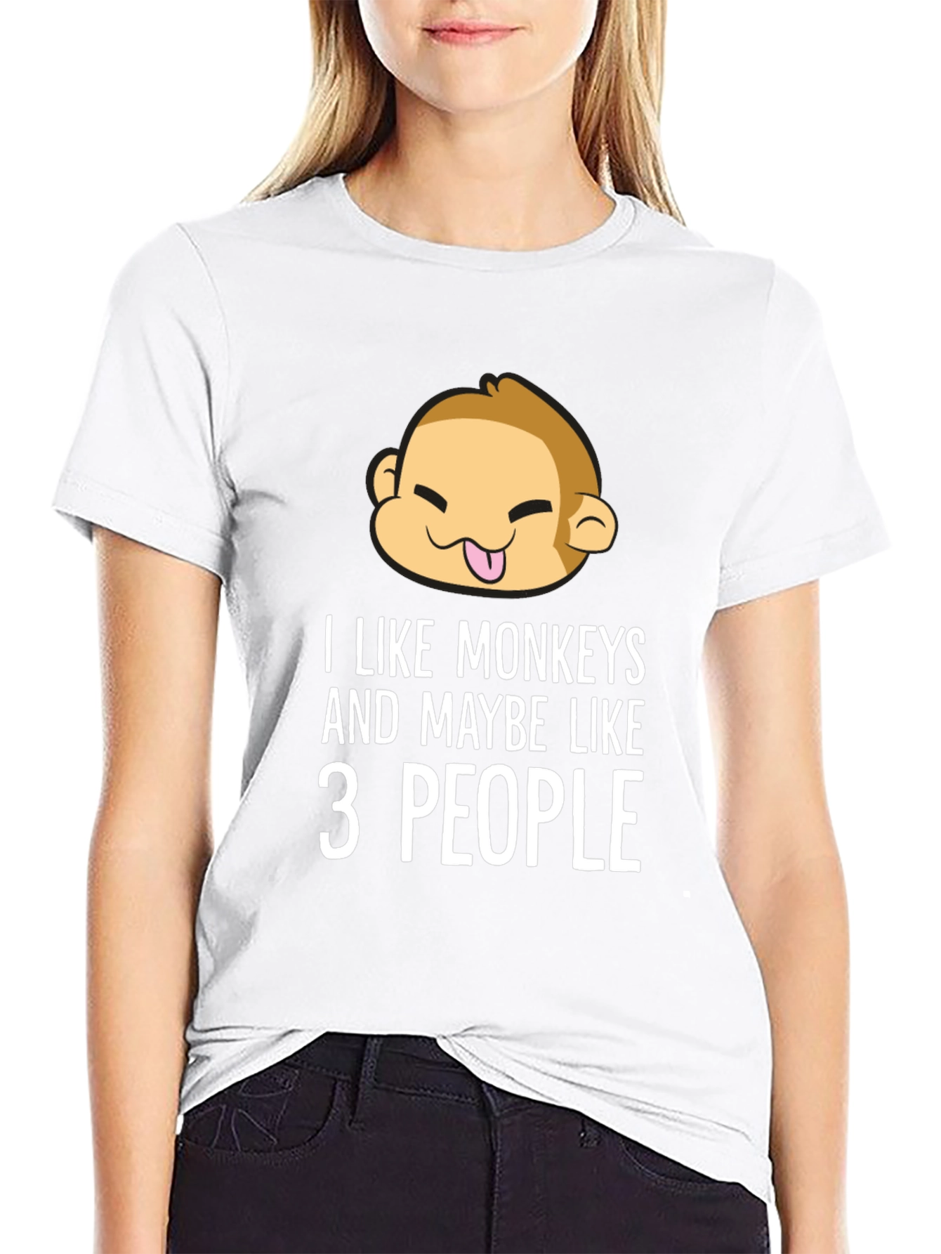 Black Funny Monkey Lover T-Shirt - I Like Monkeys and Maybe Like 3 People view 9