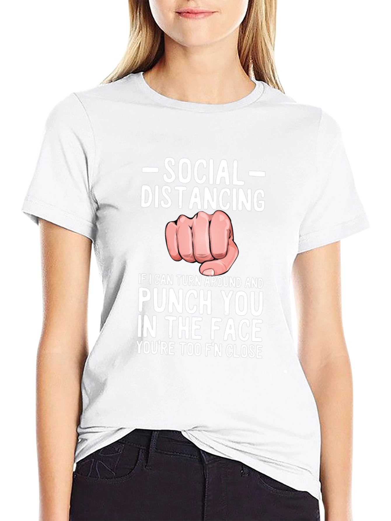 Black Social Distancing Punch T-Shirt view 9