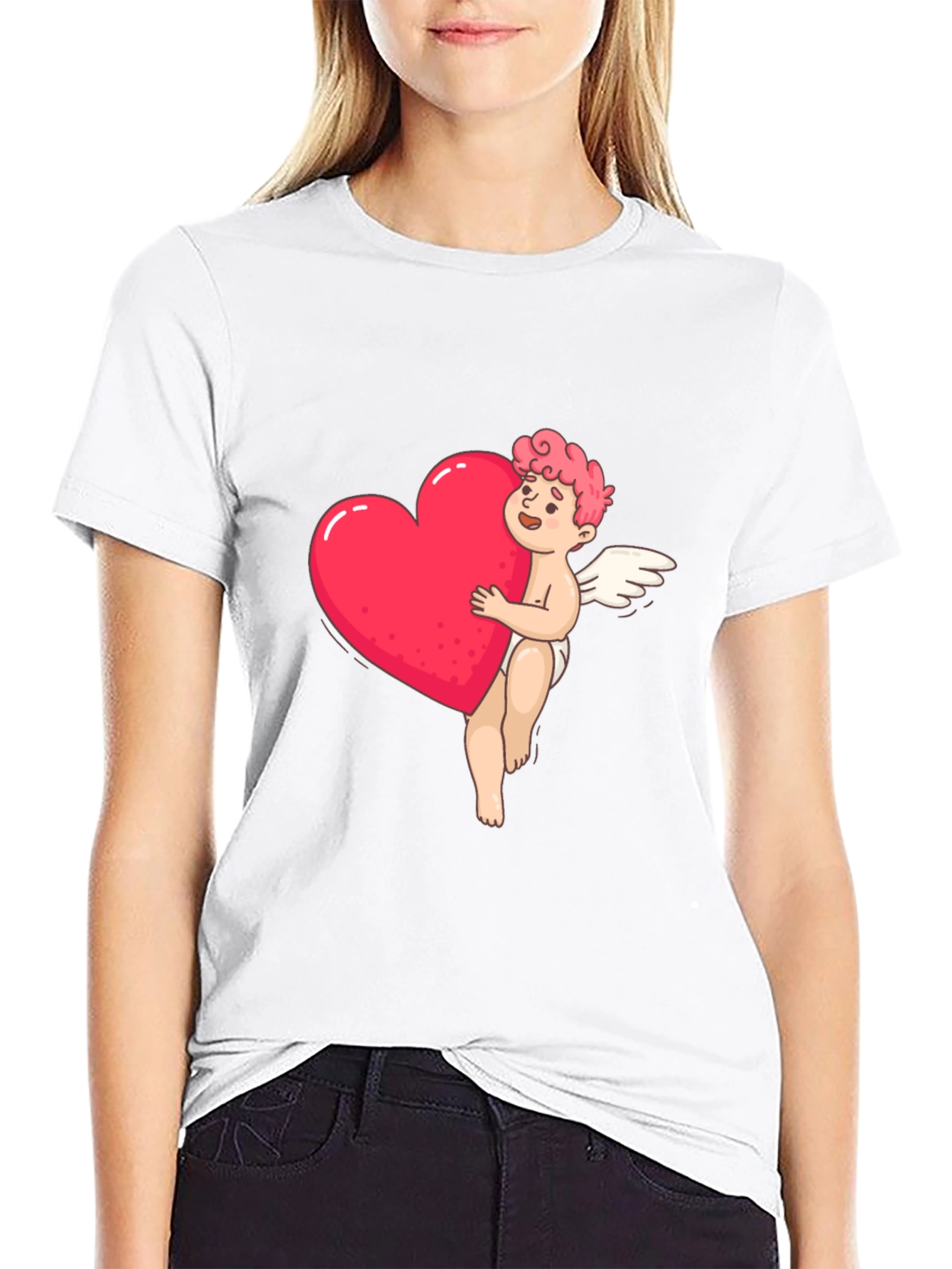 Black Cupid Heart Graphic Tee - Black view 9