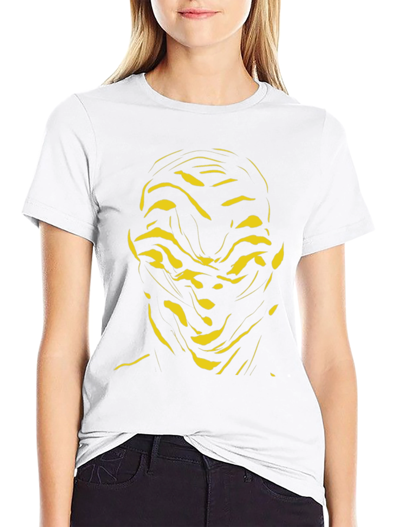 Abstract Face Graphic Tee - Black Cotton Shirt - 9