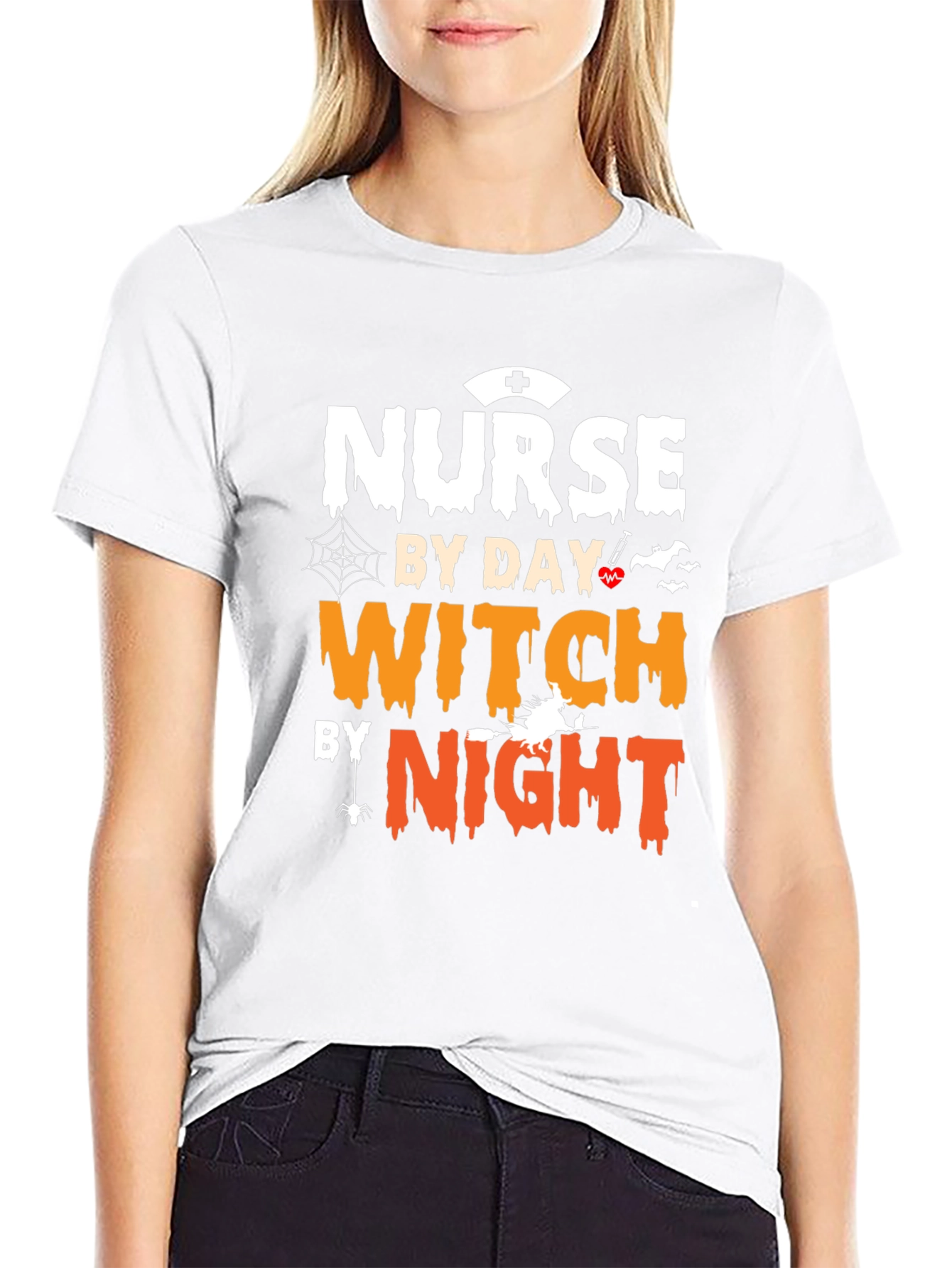 Black Nurse By Day Witch By Night Halloween T-Shirt view 9