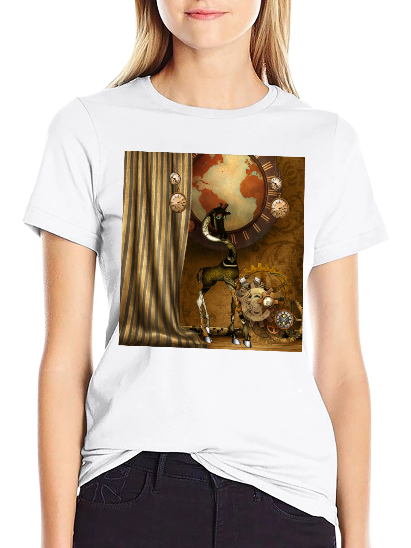 Black Steampunk Giraffe T-Shirt view 9