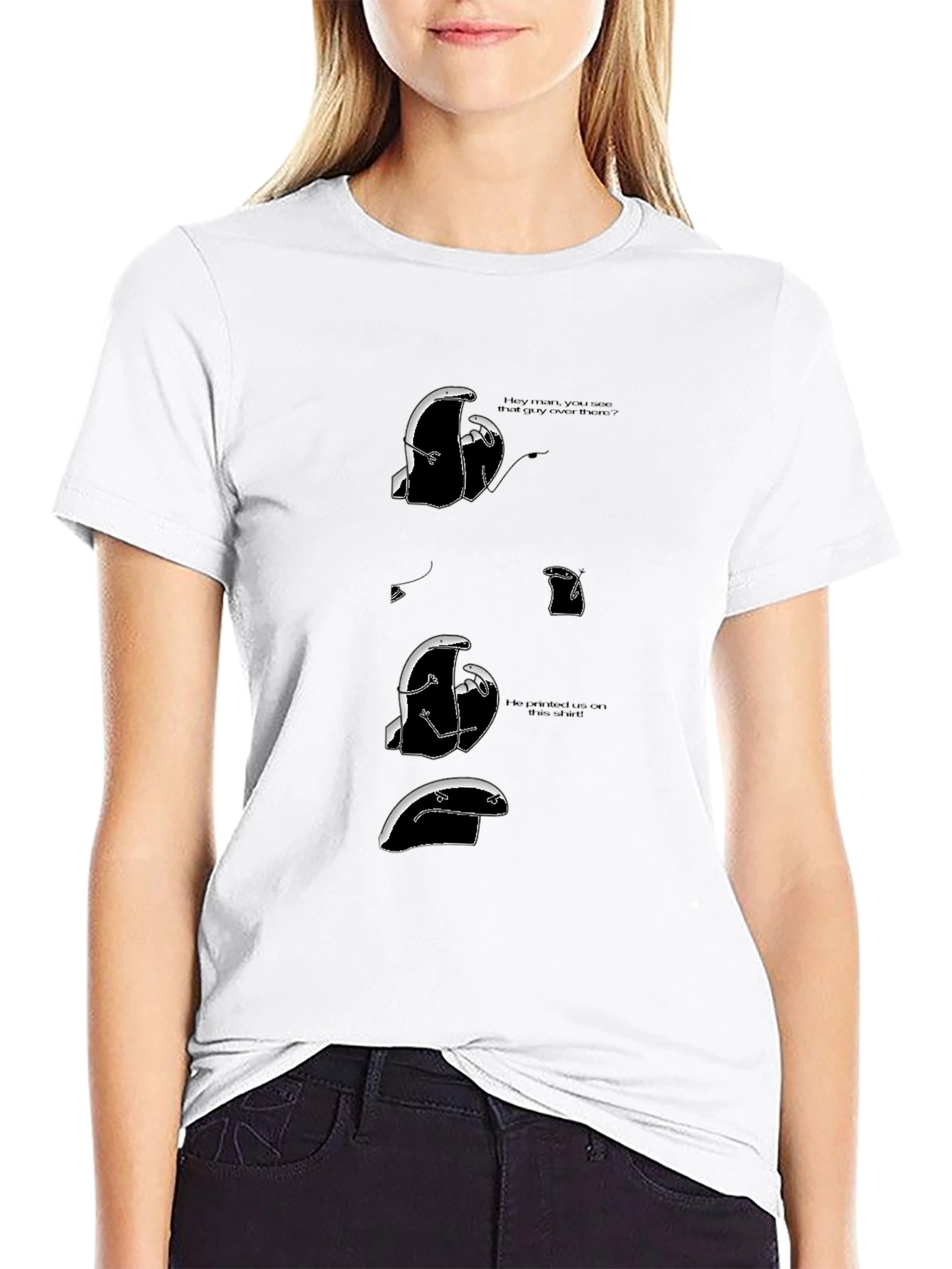 Black Humorous Animated Graphic Print T-Shirt view 9