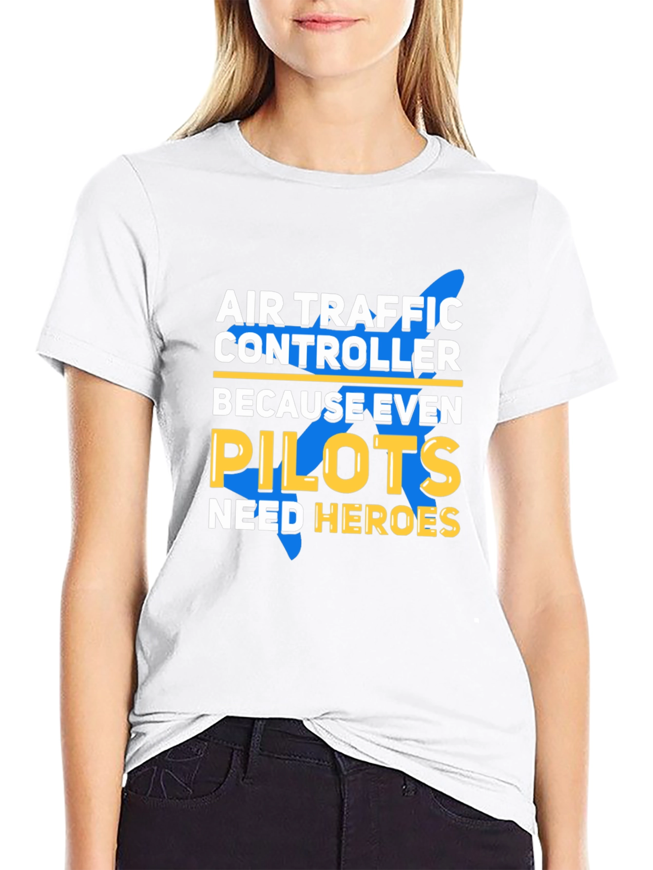 Black Air Traffic Controller Pilot Hero T-Shirt view 9