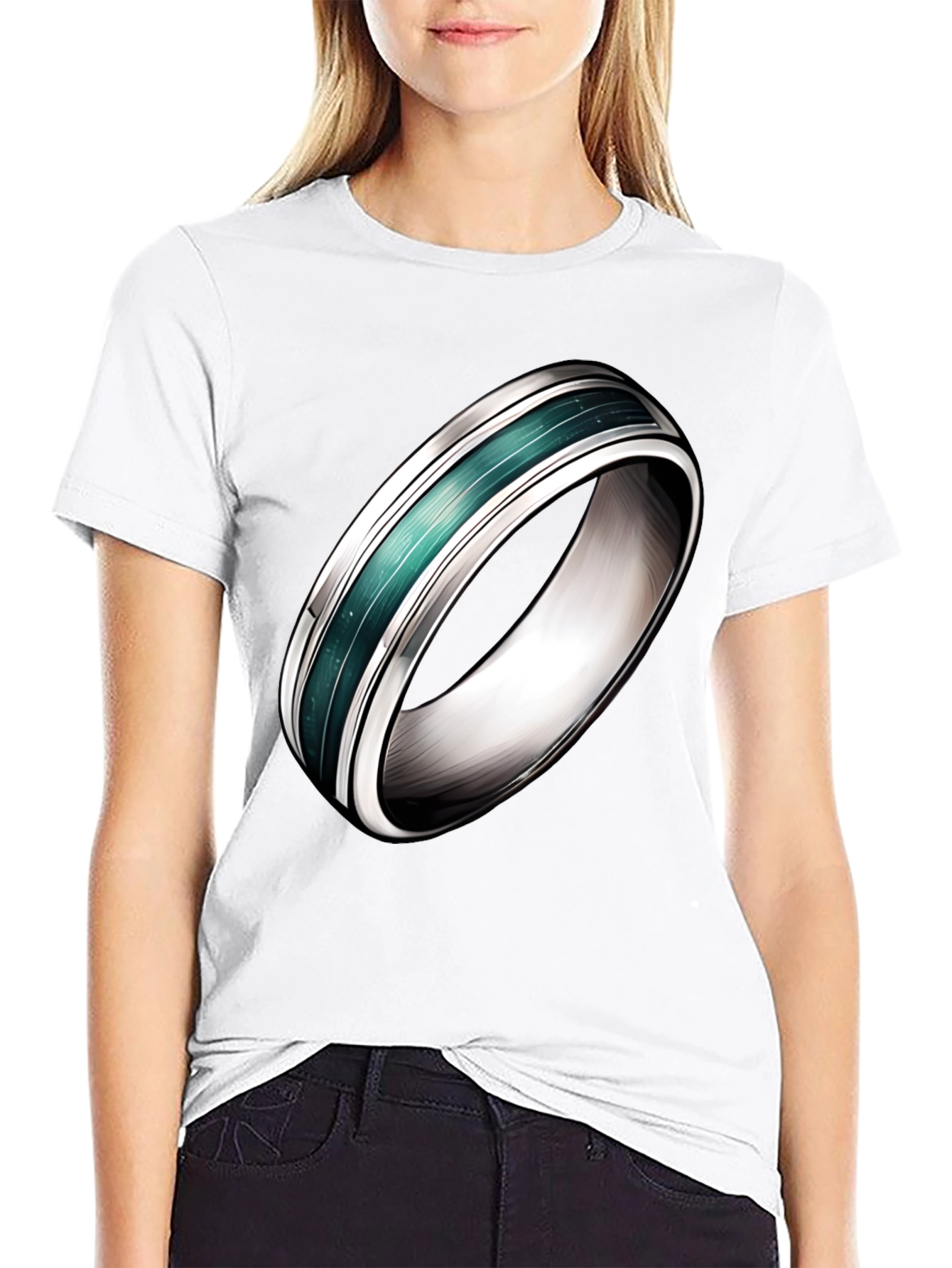 Black Statement Ring Tee - Modern Graphic Design view 9