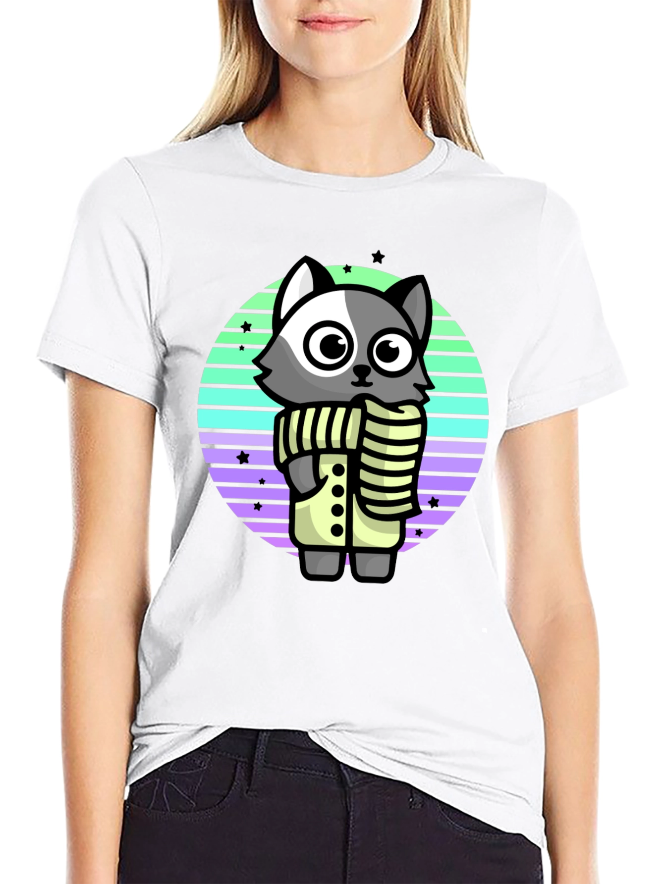 Black Cute Raccoon Graphic Tee - Fun Animal Shirt view 9