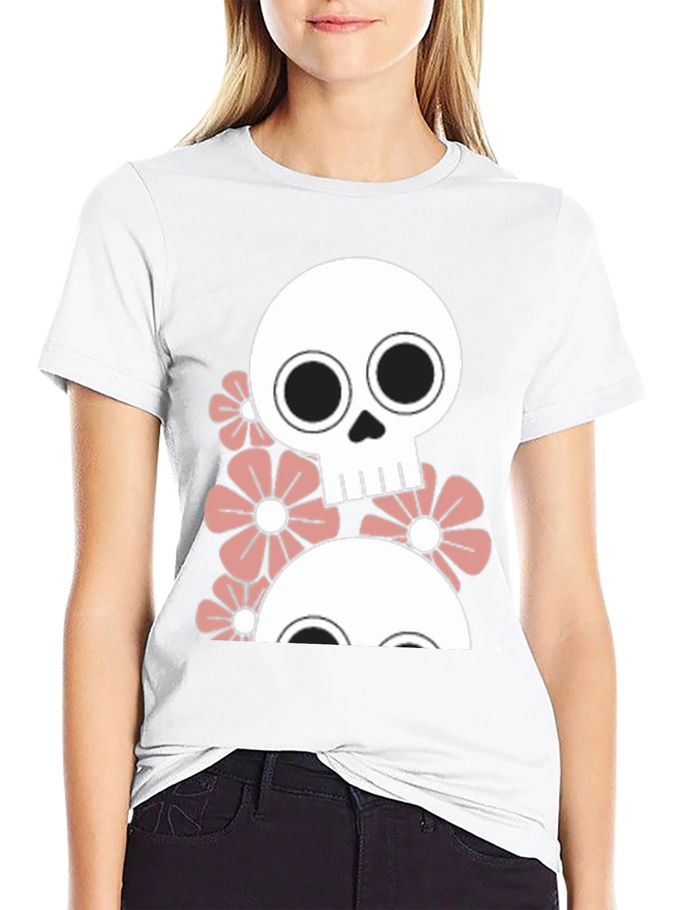 Black Skull & Flower Graphic Tee - Men's Black T-Shirt view 9