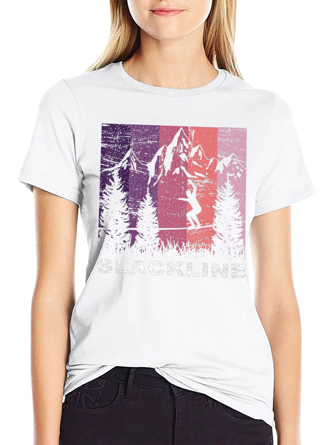 Black Slackline Mountain Graphic T-Shirt view 9