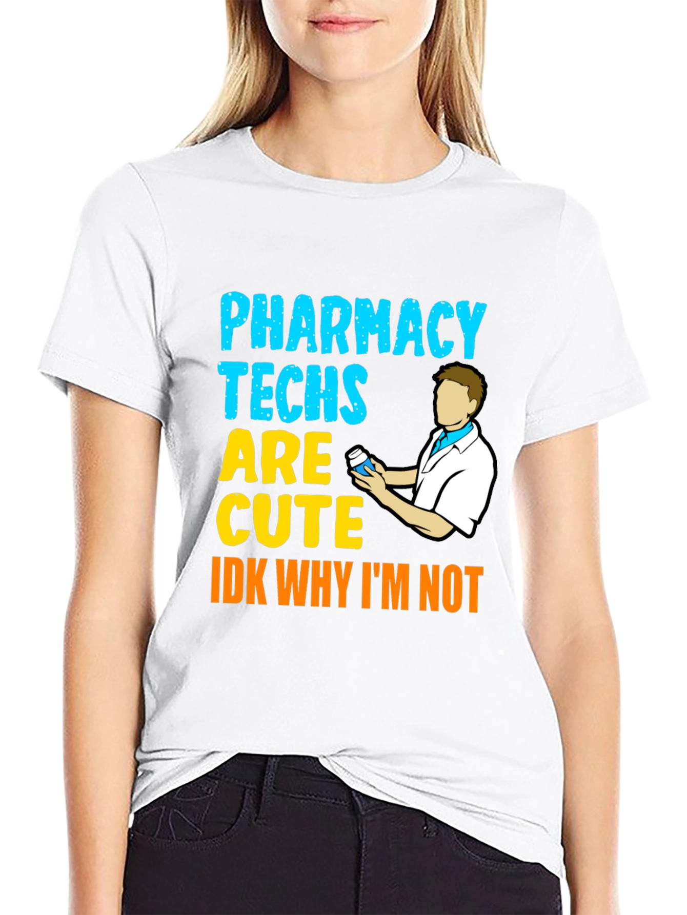 Black Pharmacy Techs Are Cute Men's Black T-Shirt view 9