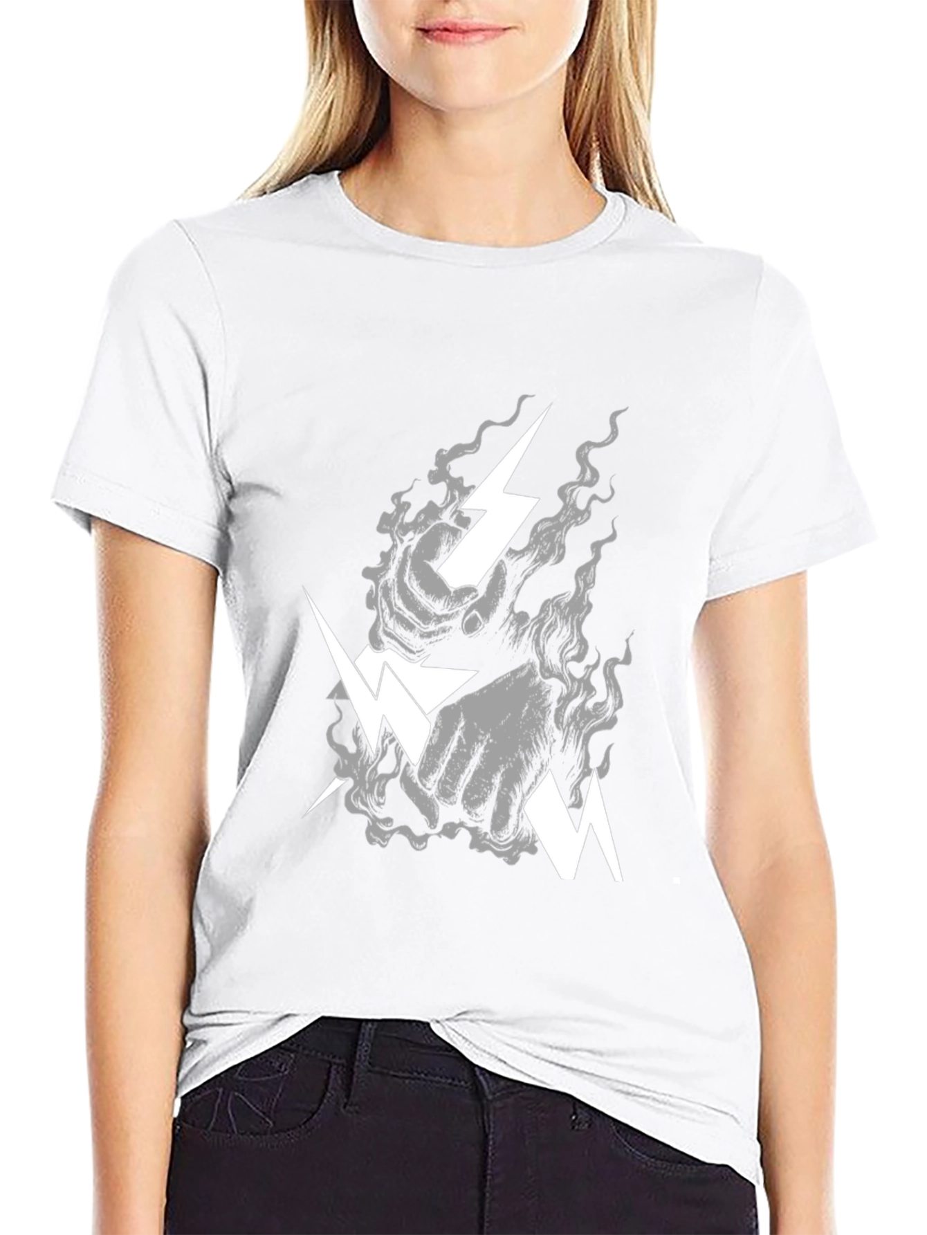 Black Stylish Black T-Shirt with Lightning Bolt Graphic view 9