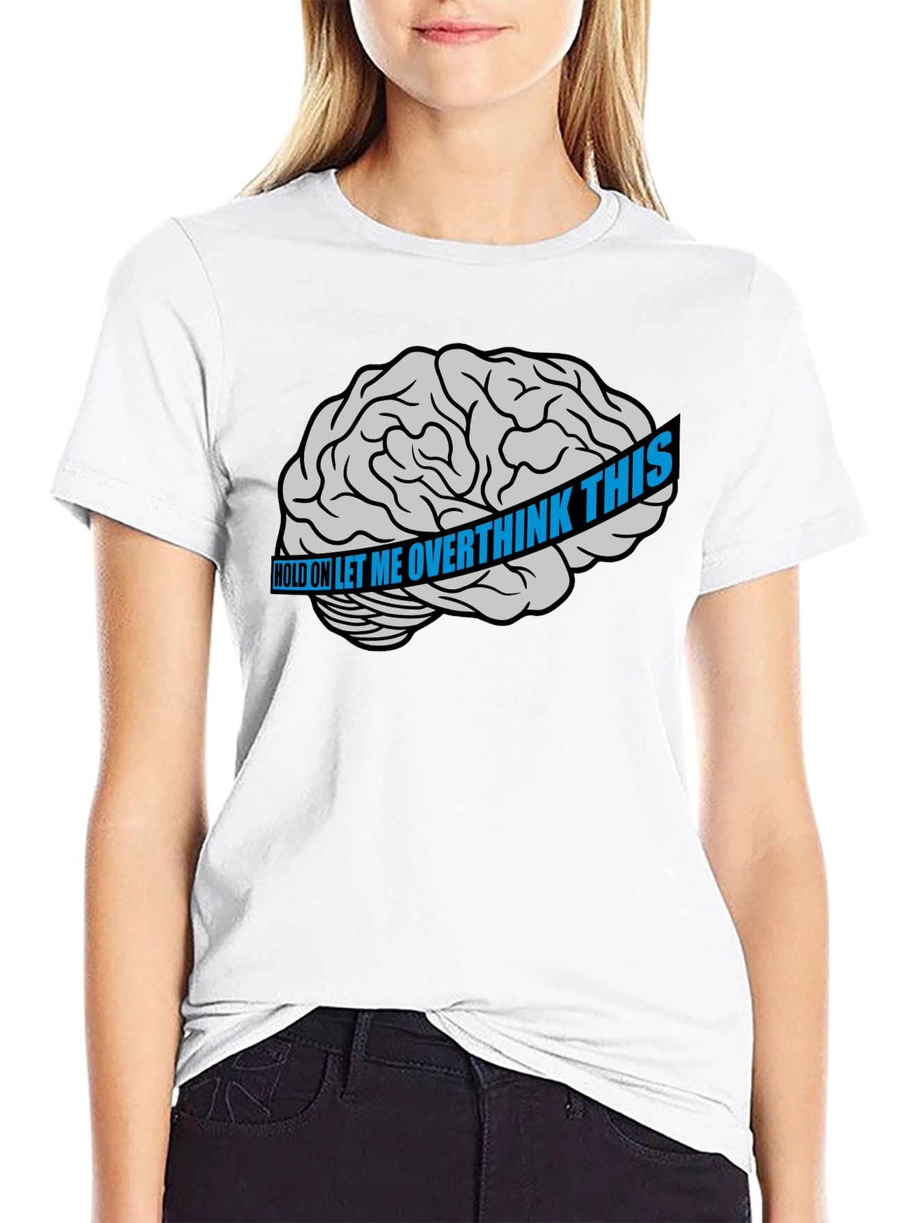 Black Overthink Brain Graphic T-Shirt - Black view 9