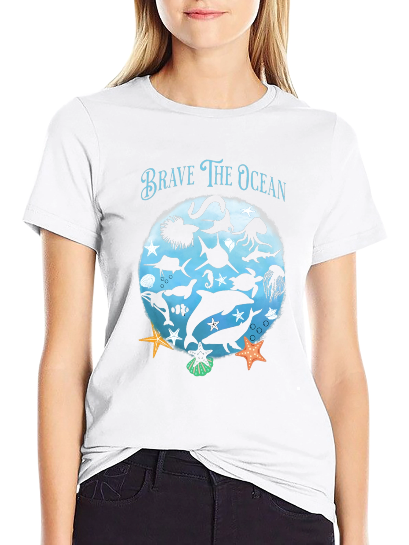 Brave the Ocean Graphic T-Shirt - Black - 9