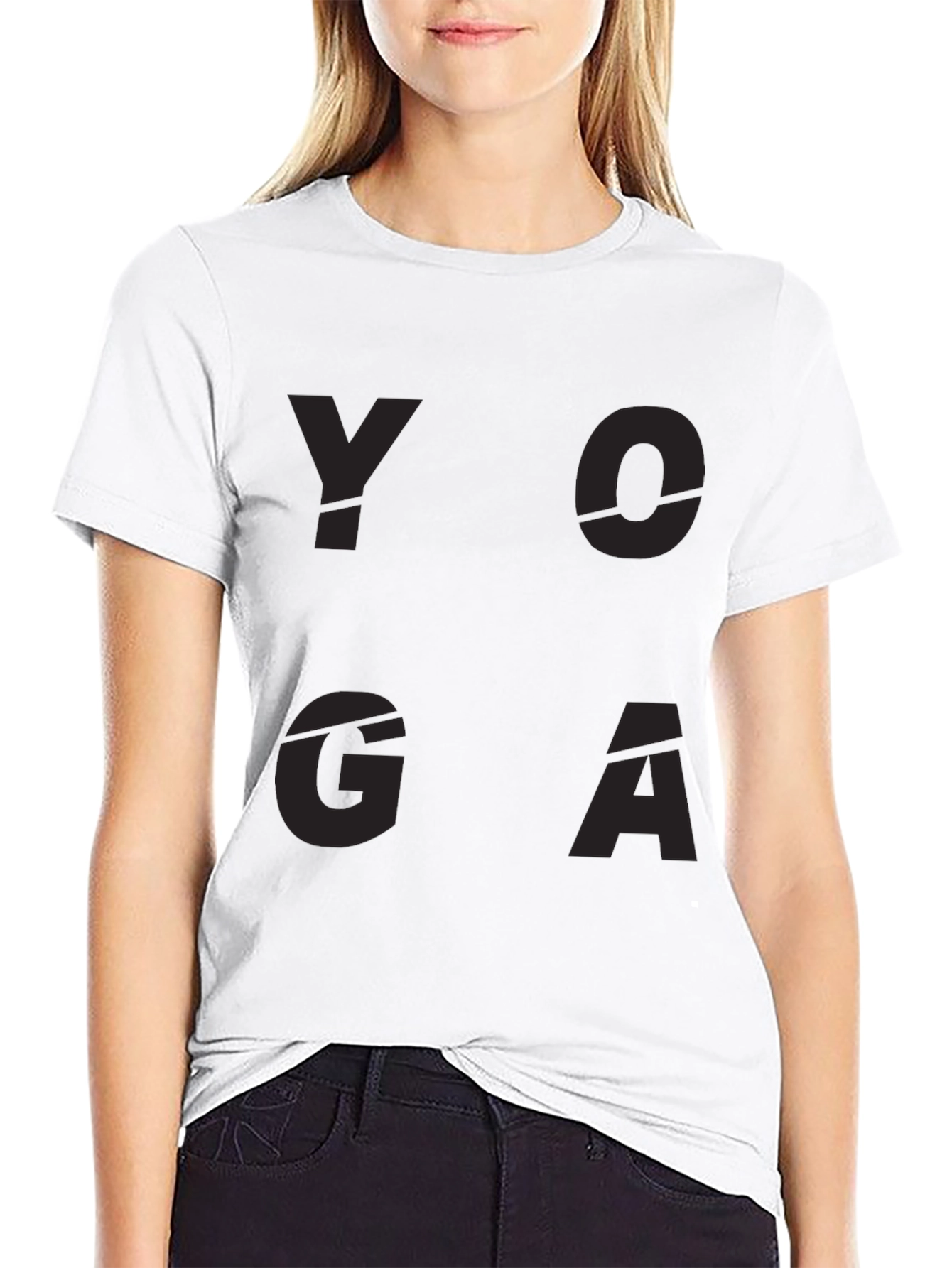 Black Yoga Graphic Print Black T-Shirt view 9