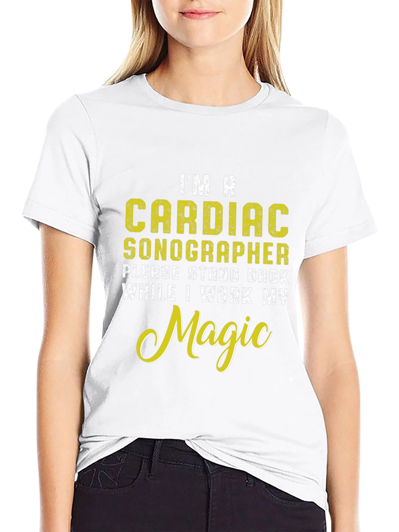 Black Cardiac Sonographer Novelty Graphic T-Shirt view 9